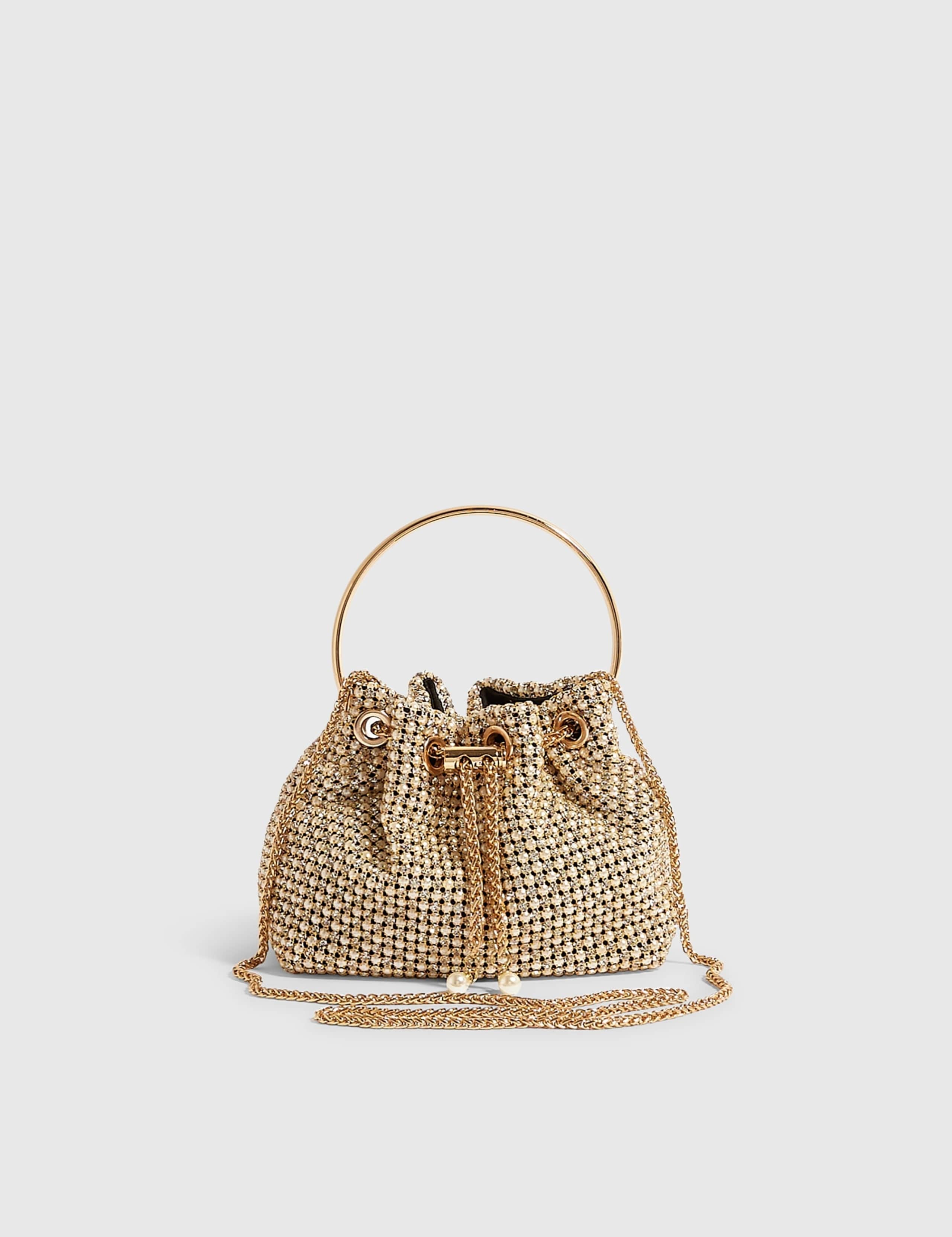 Pearl Mesh Droplet Clutch Bag