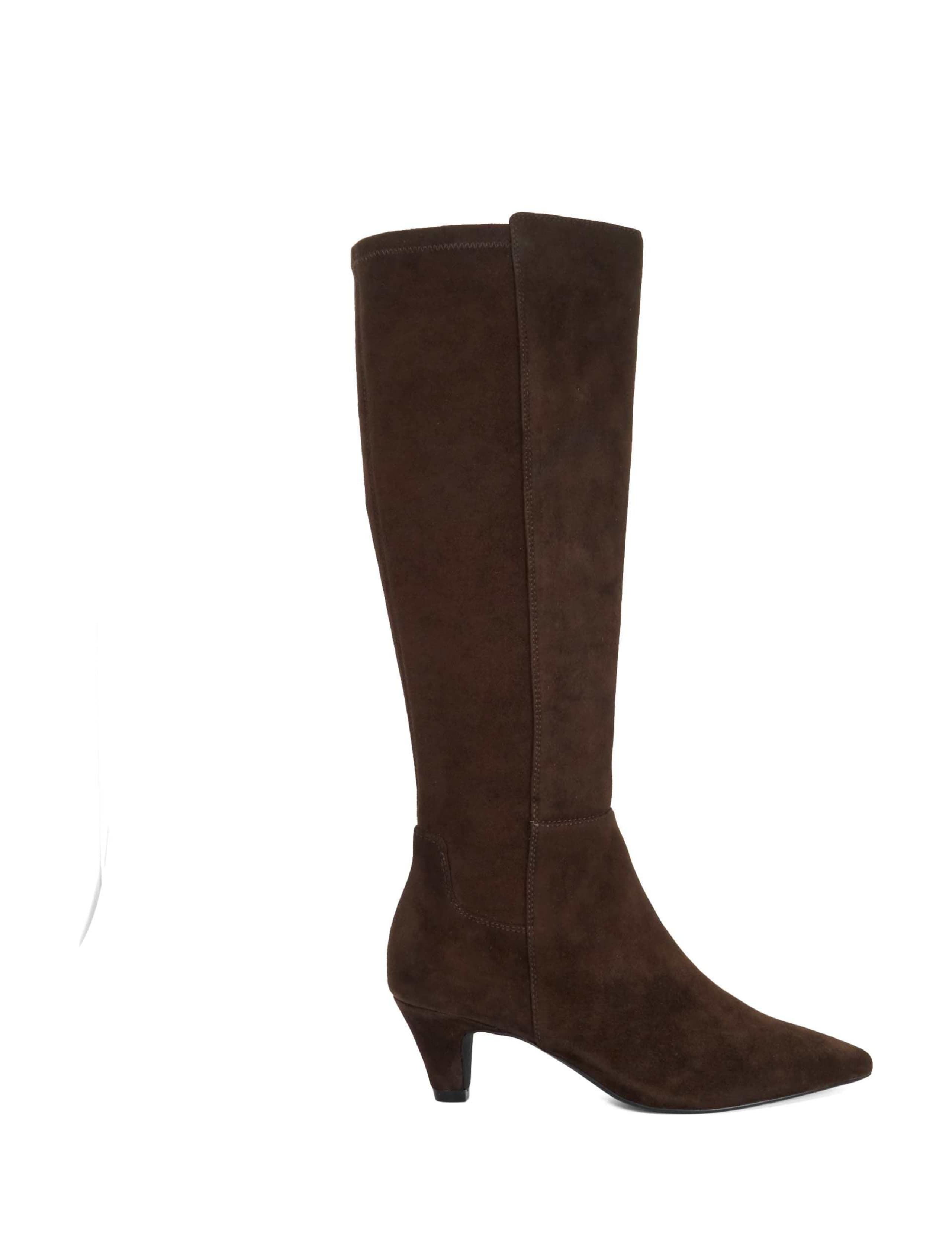 Leather Kitten Heel Knee High Boots