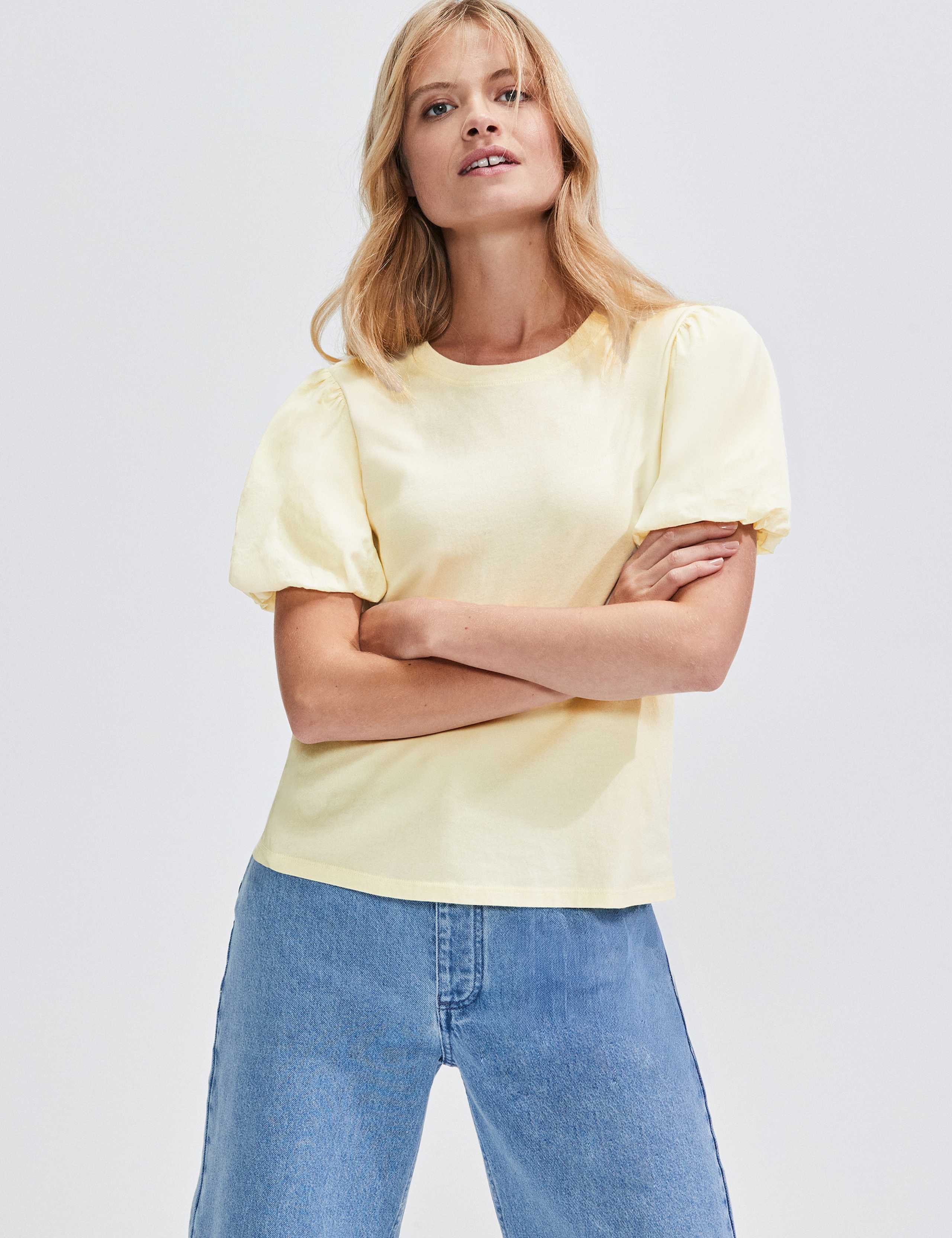 Pure Cotton Puff Sleeve T-Shirt