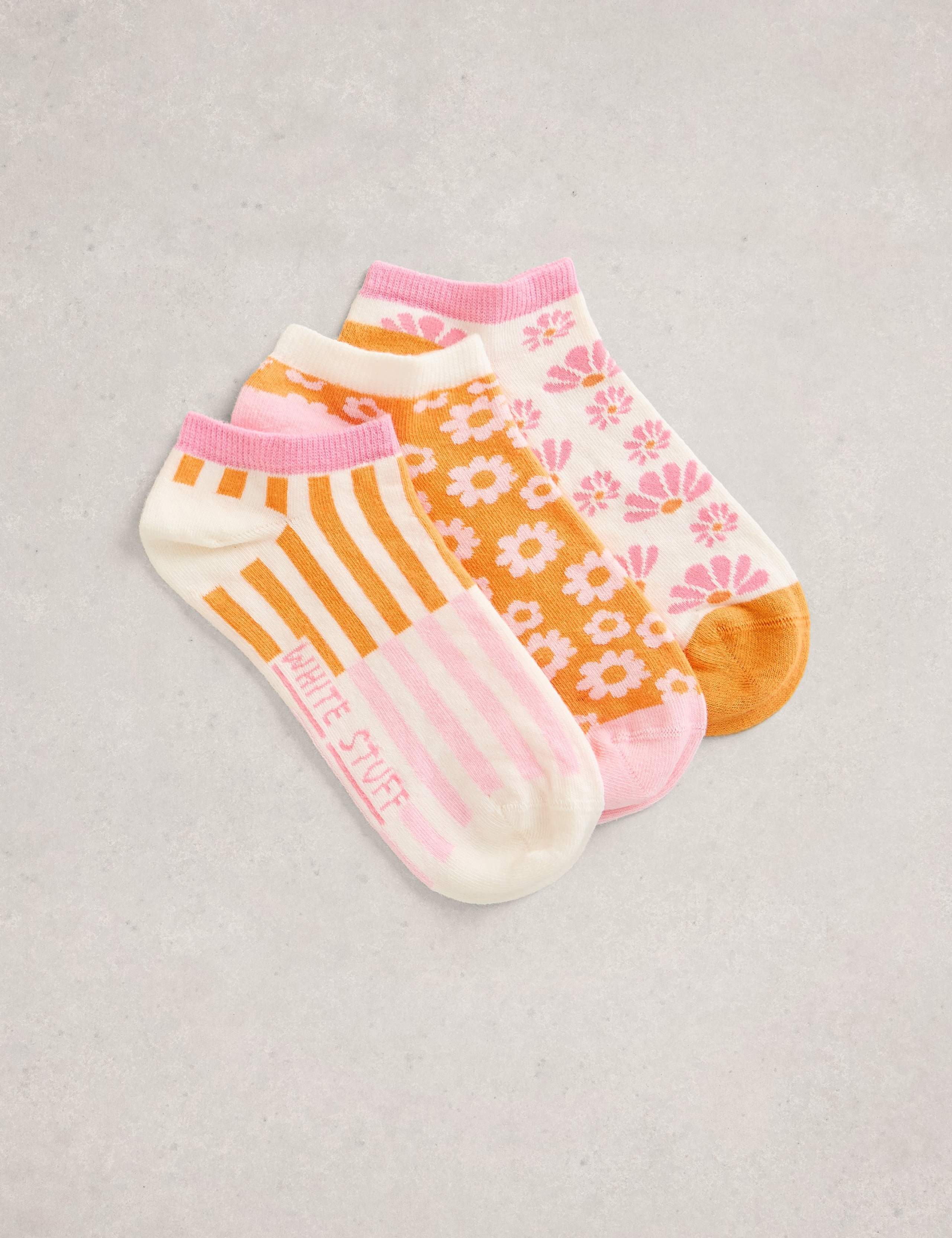3 Pack Cotton Rich Patterned Trainer Socks