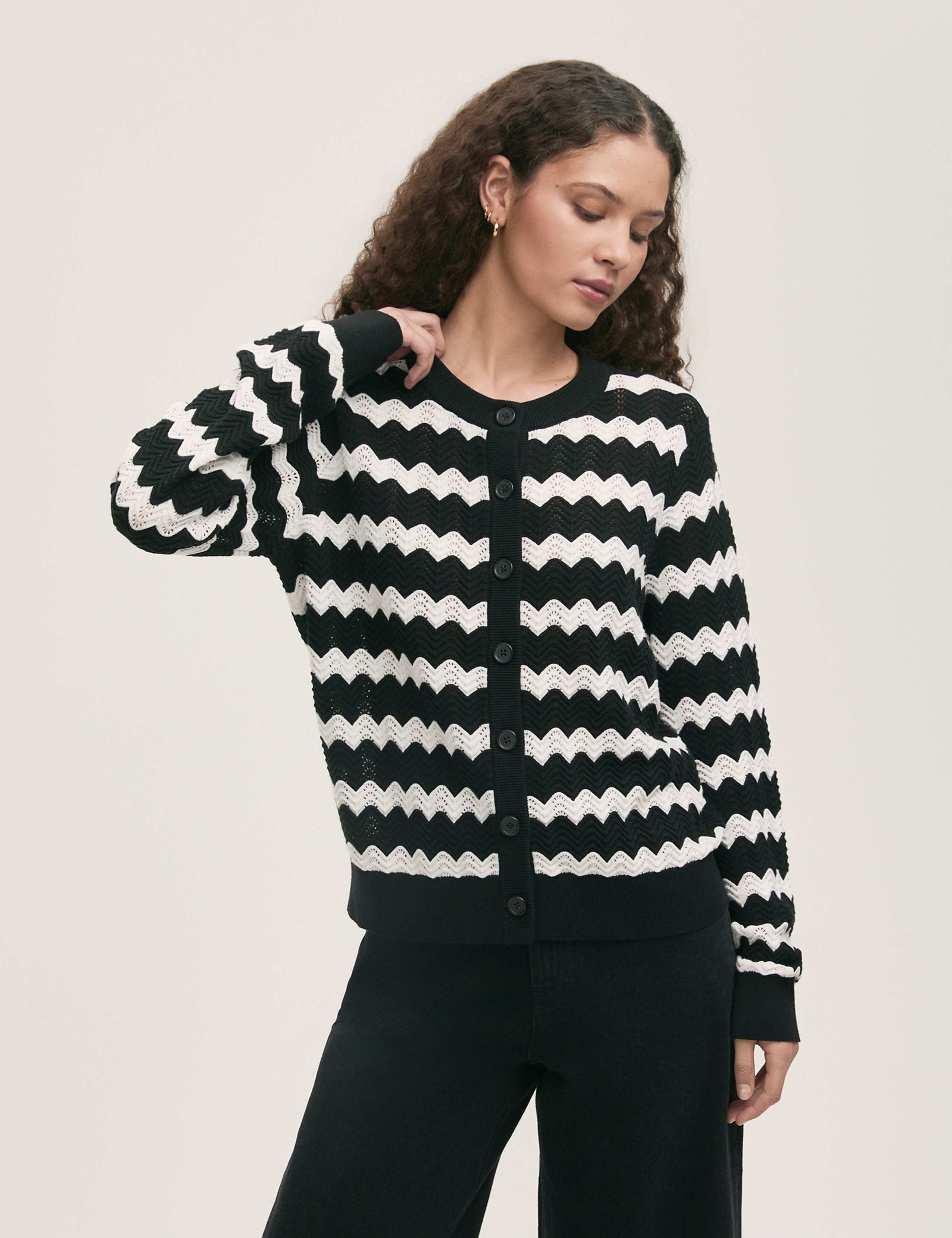 Pure Cotton Striped Button Front Cardigan
