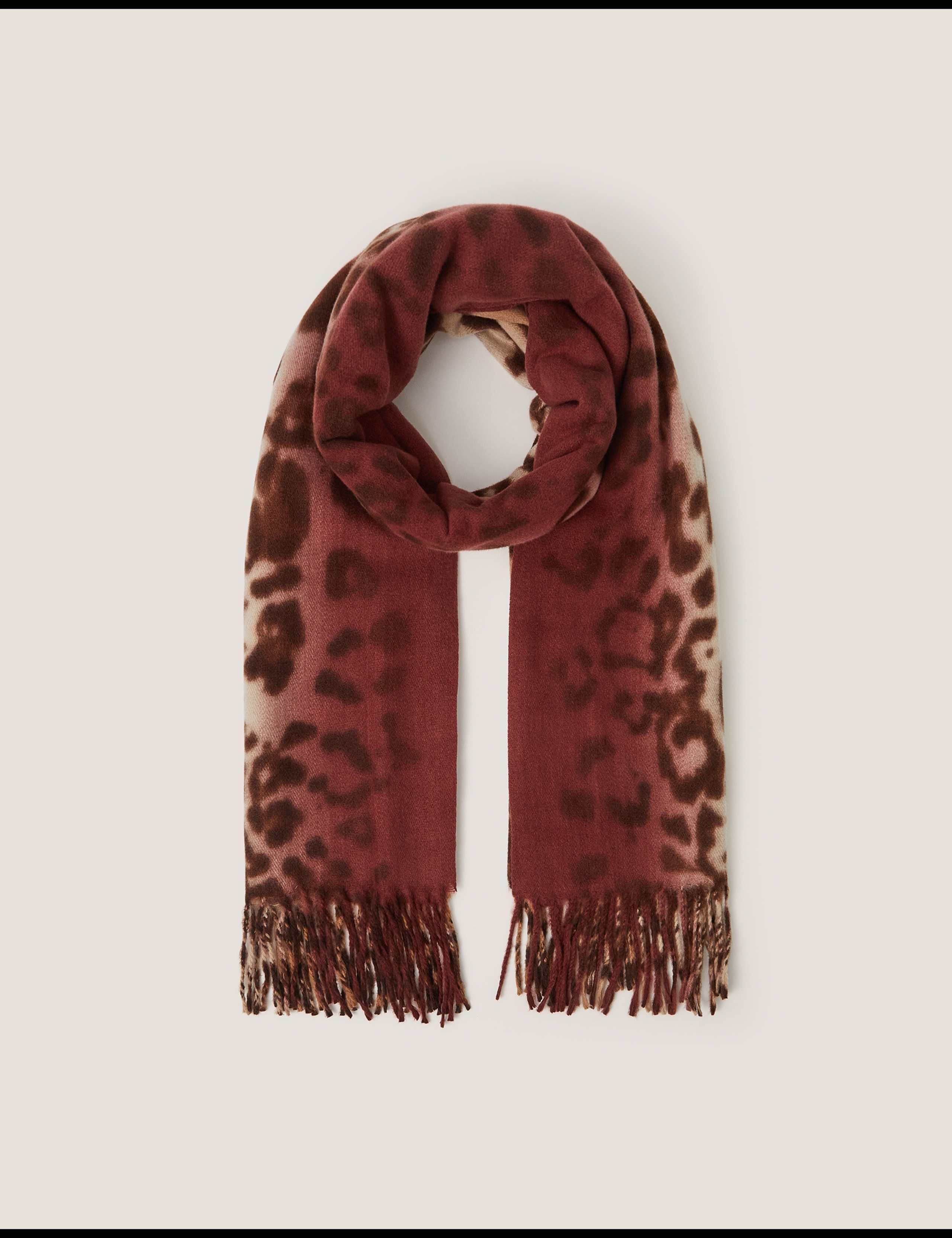 Animal Print Fringed Scarf