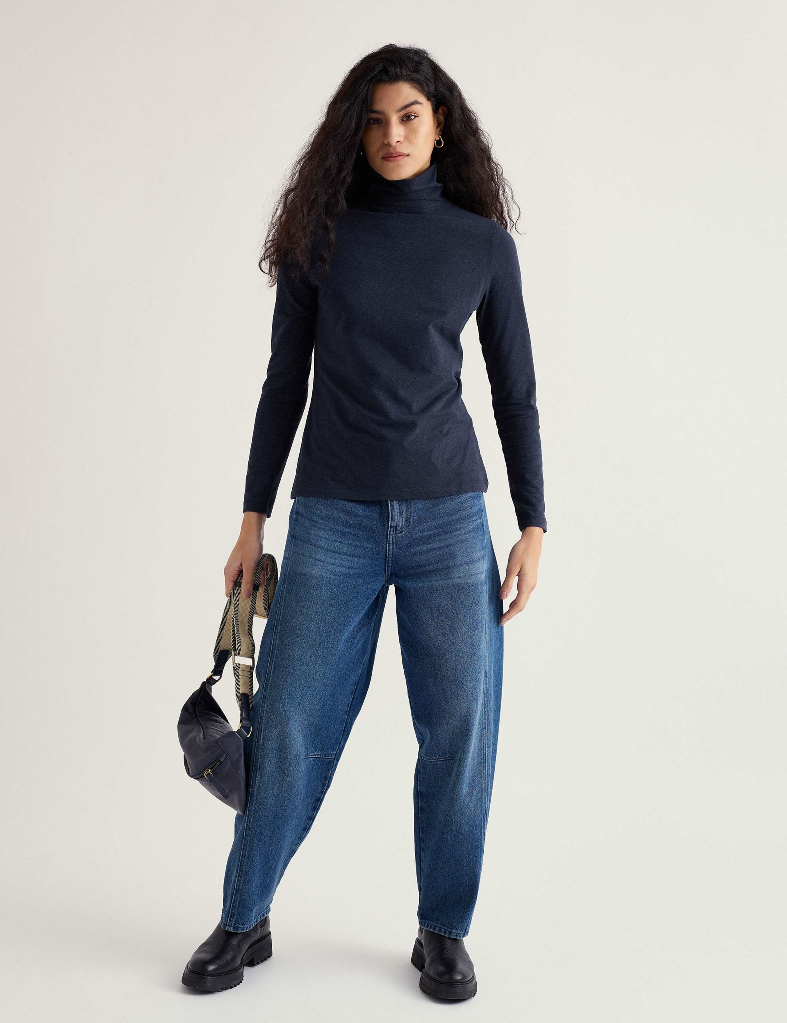 Cotton Rich Roll Neck Top