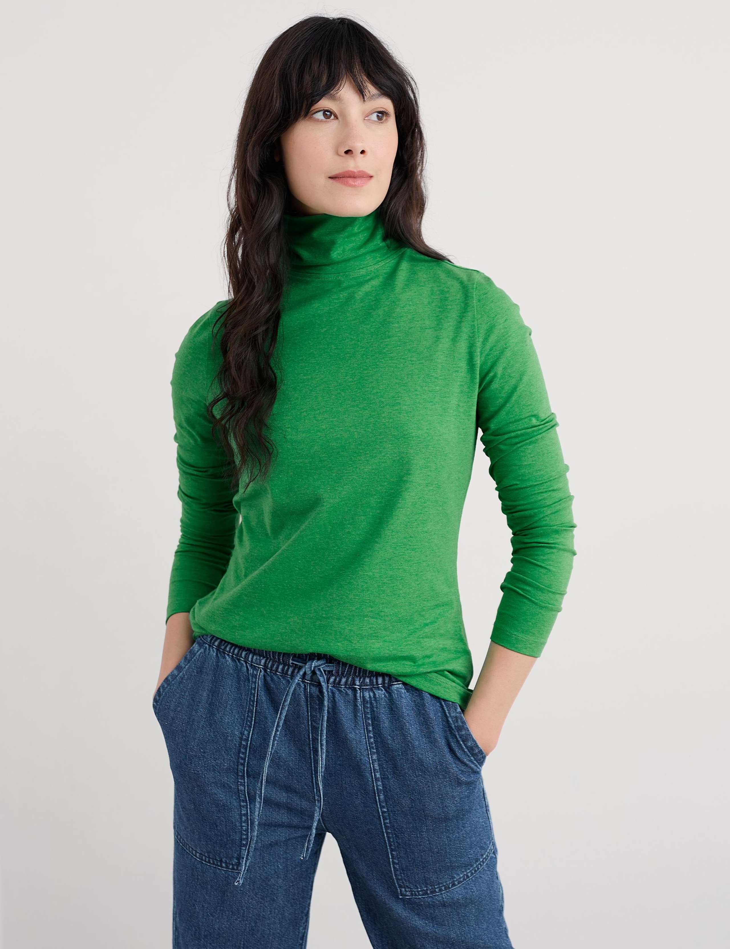 Cotton Rich Roll Neck Top