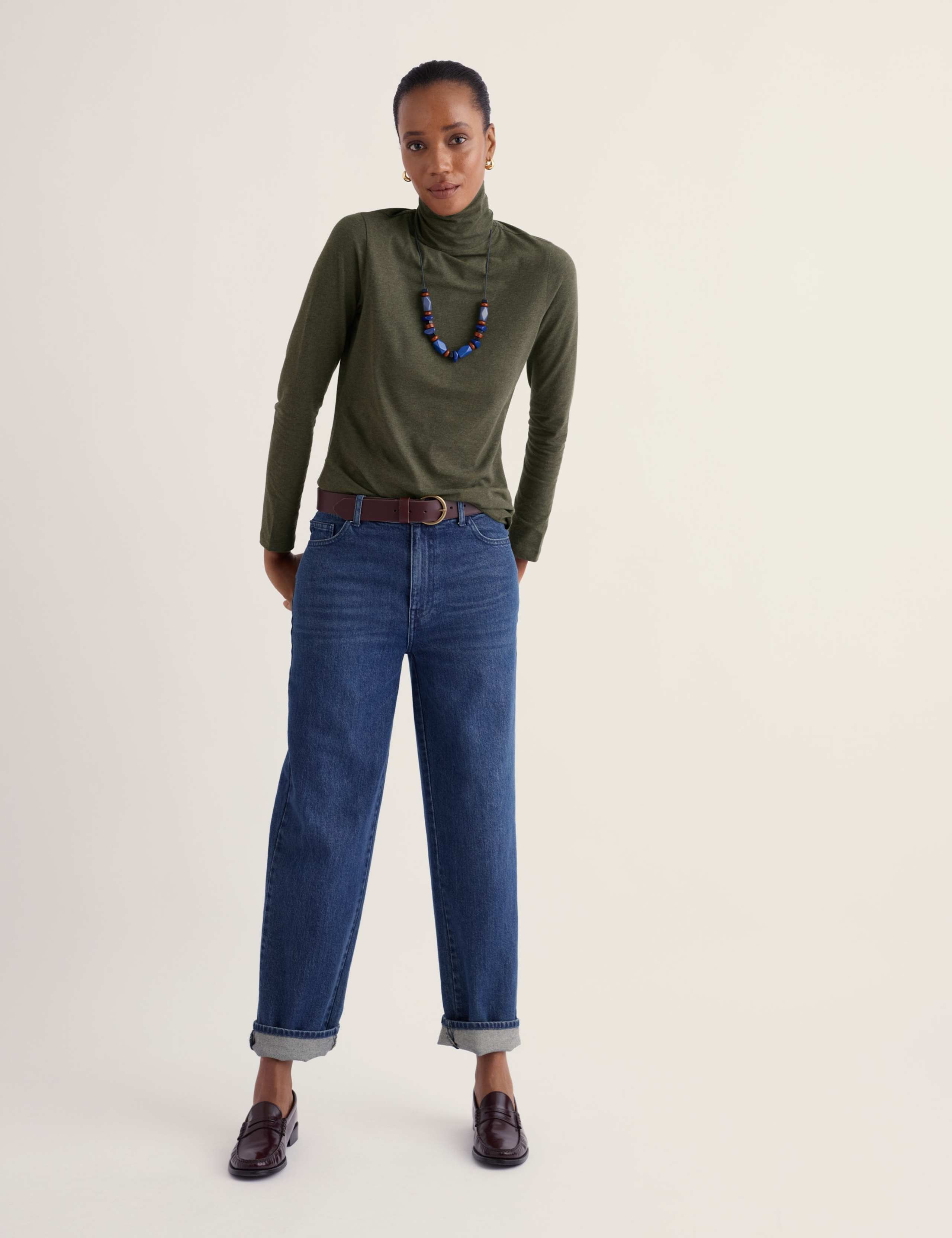 Cotton Rich Roll Neck Top