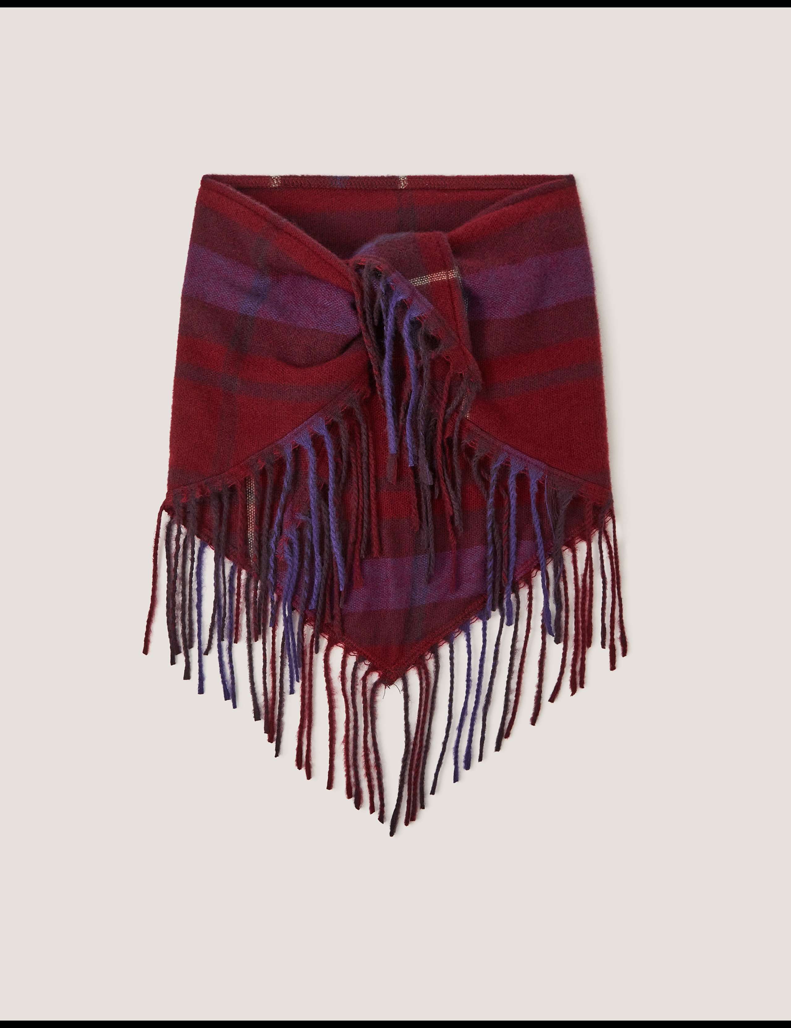 Checked Triangle Fringed Triangle Scarf