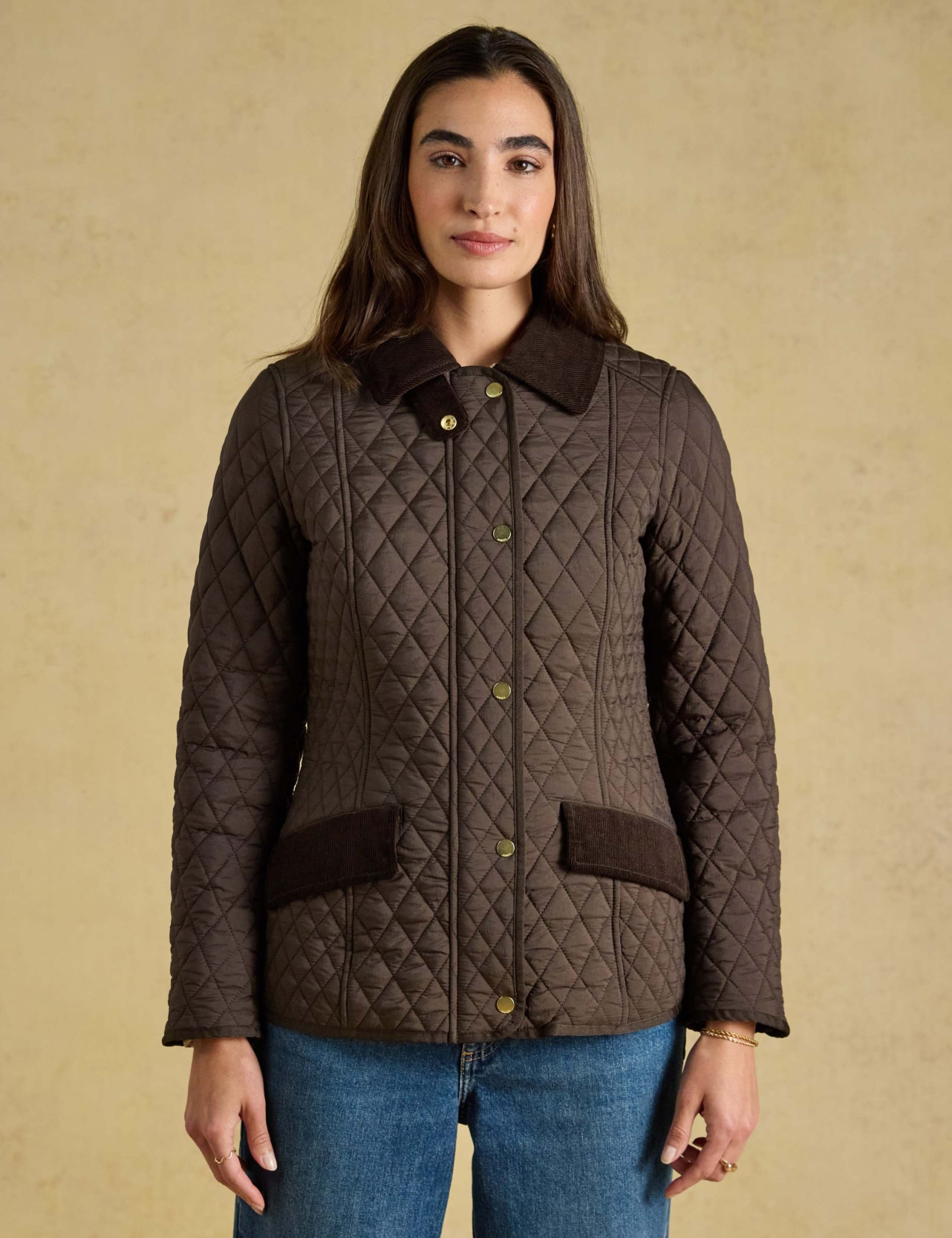 Showerproof Diamond Quilted Cord Collar Jacket