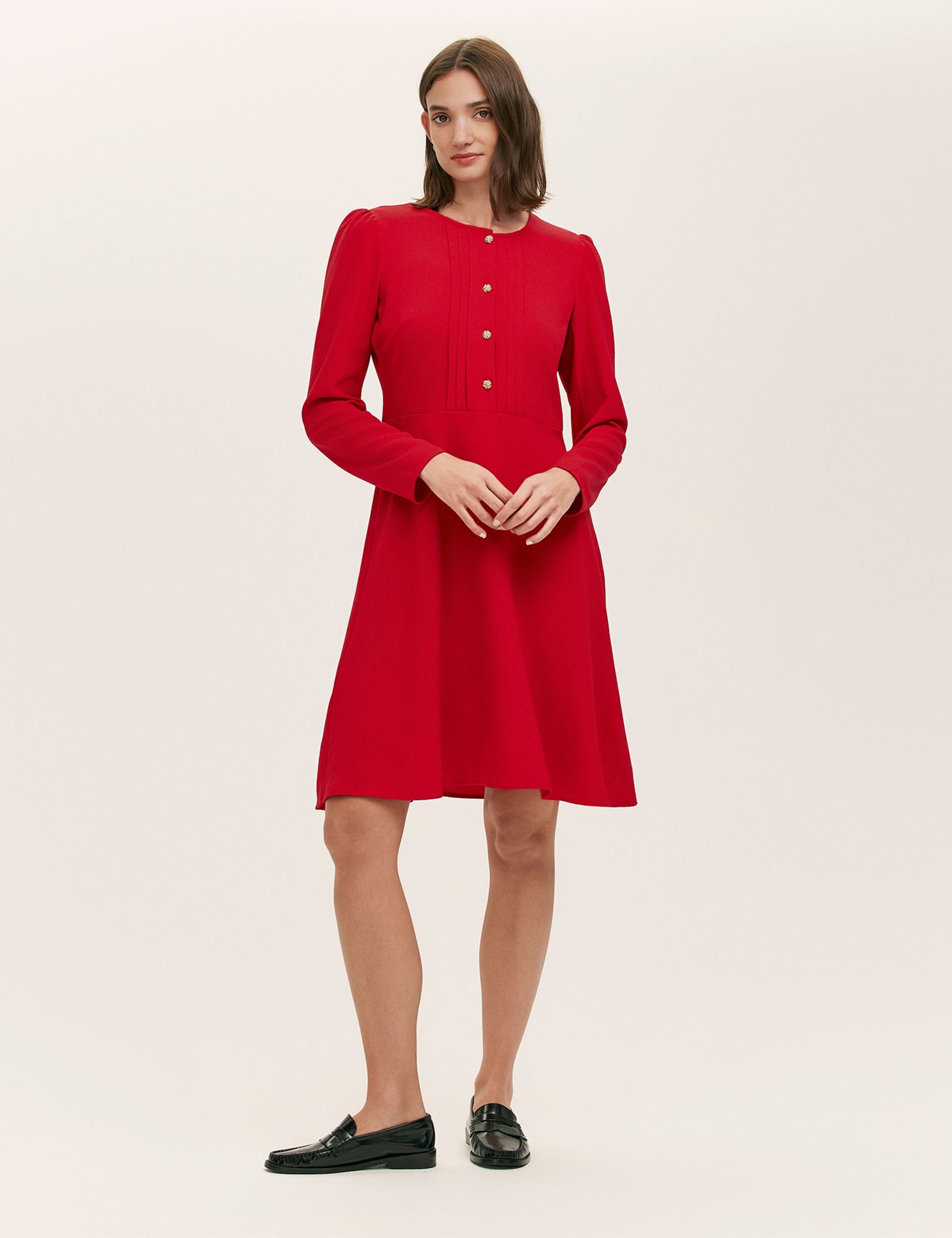 Button Detail Skater Dress