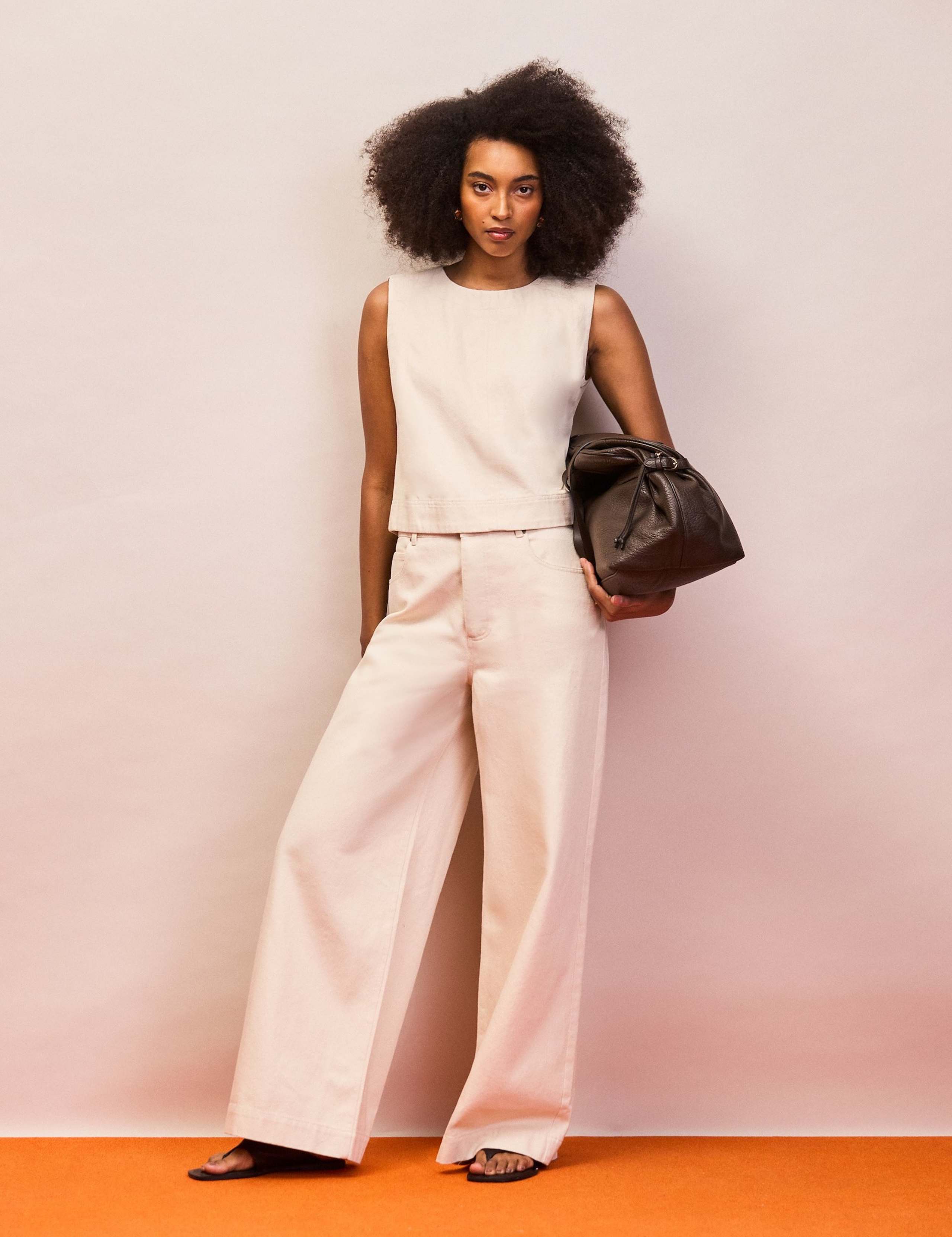 Pure Cotton Twill Wide Leg Jeans