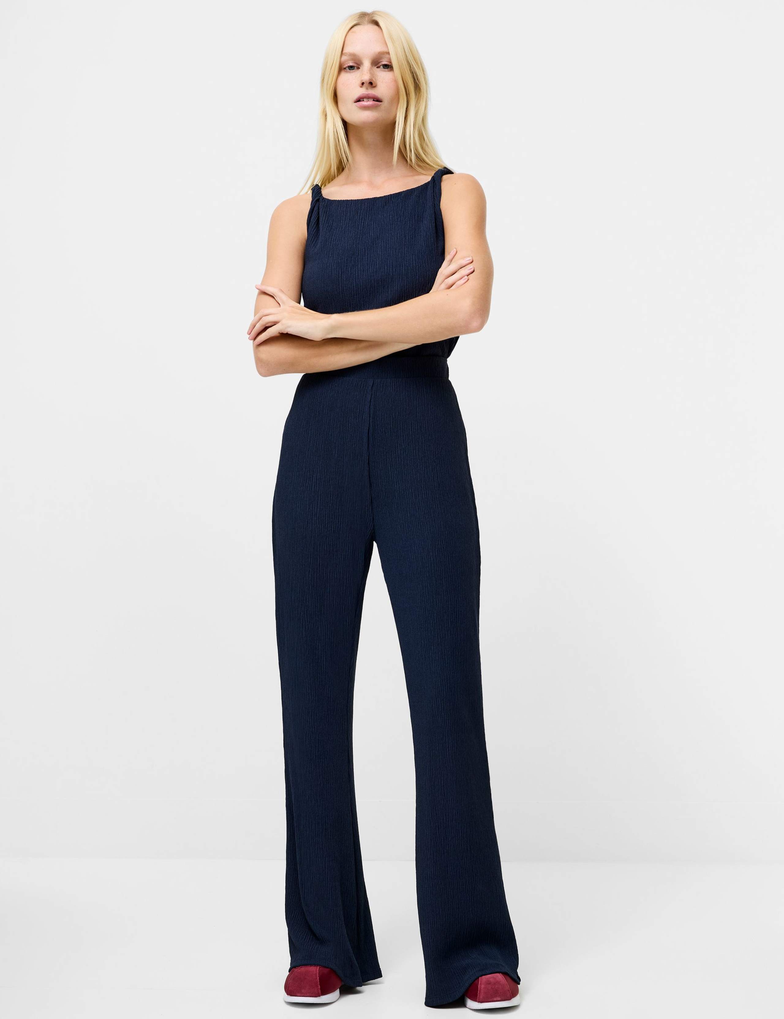 Jersey Textured Flared Trousers