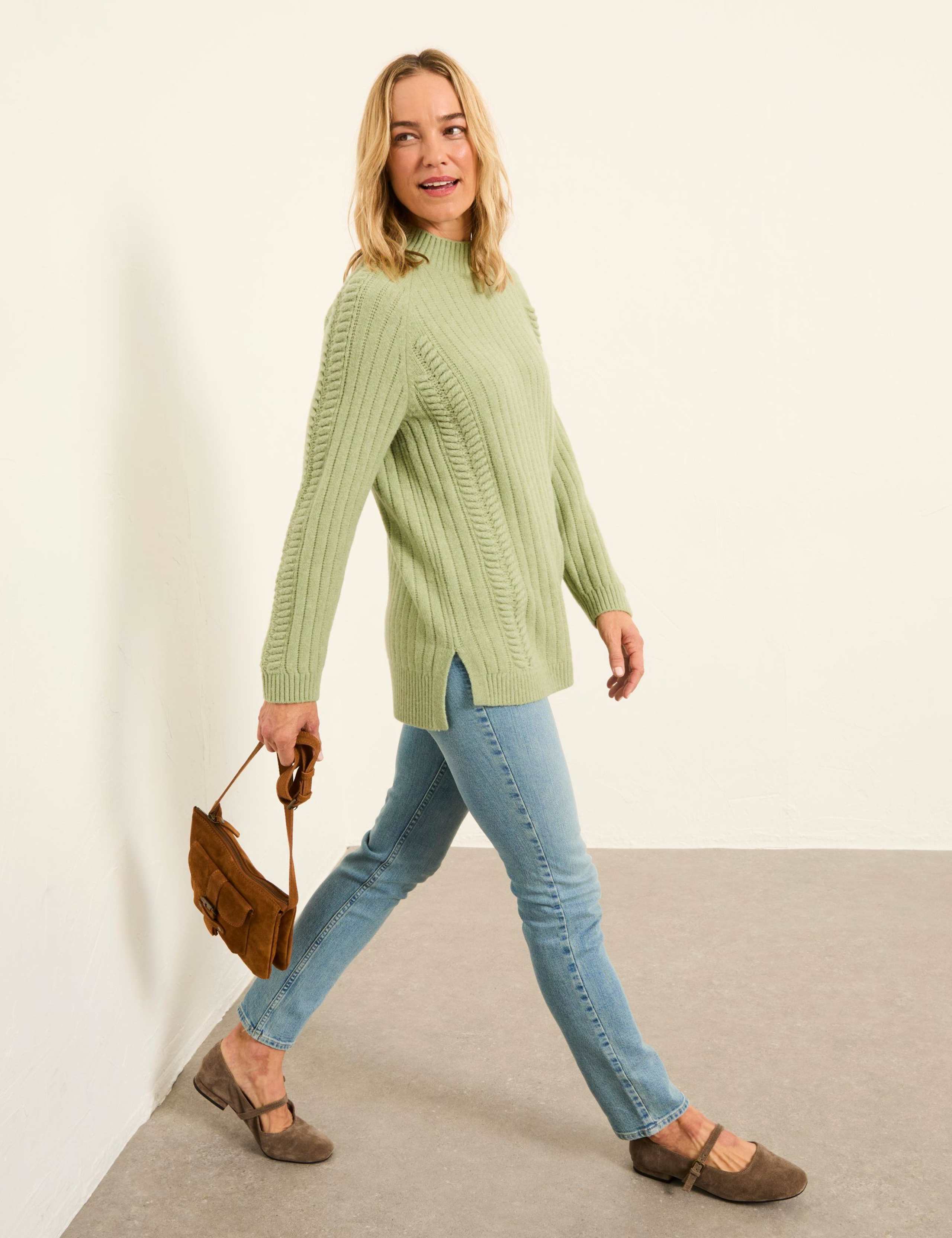 Wool Blend Ribbed Longline Jumper