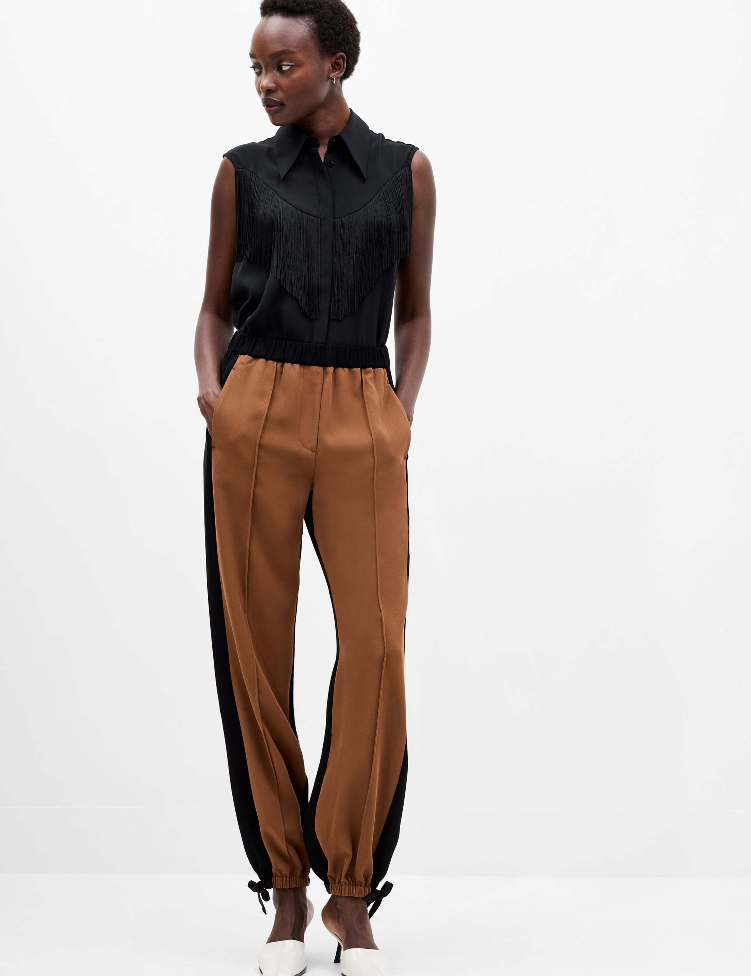 Twill Contrast Elasticated Waist Trousers