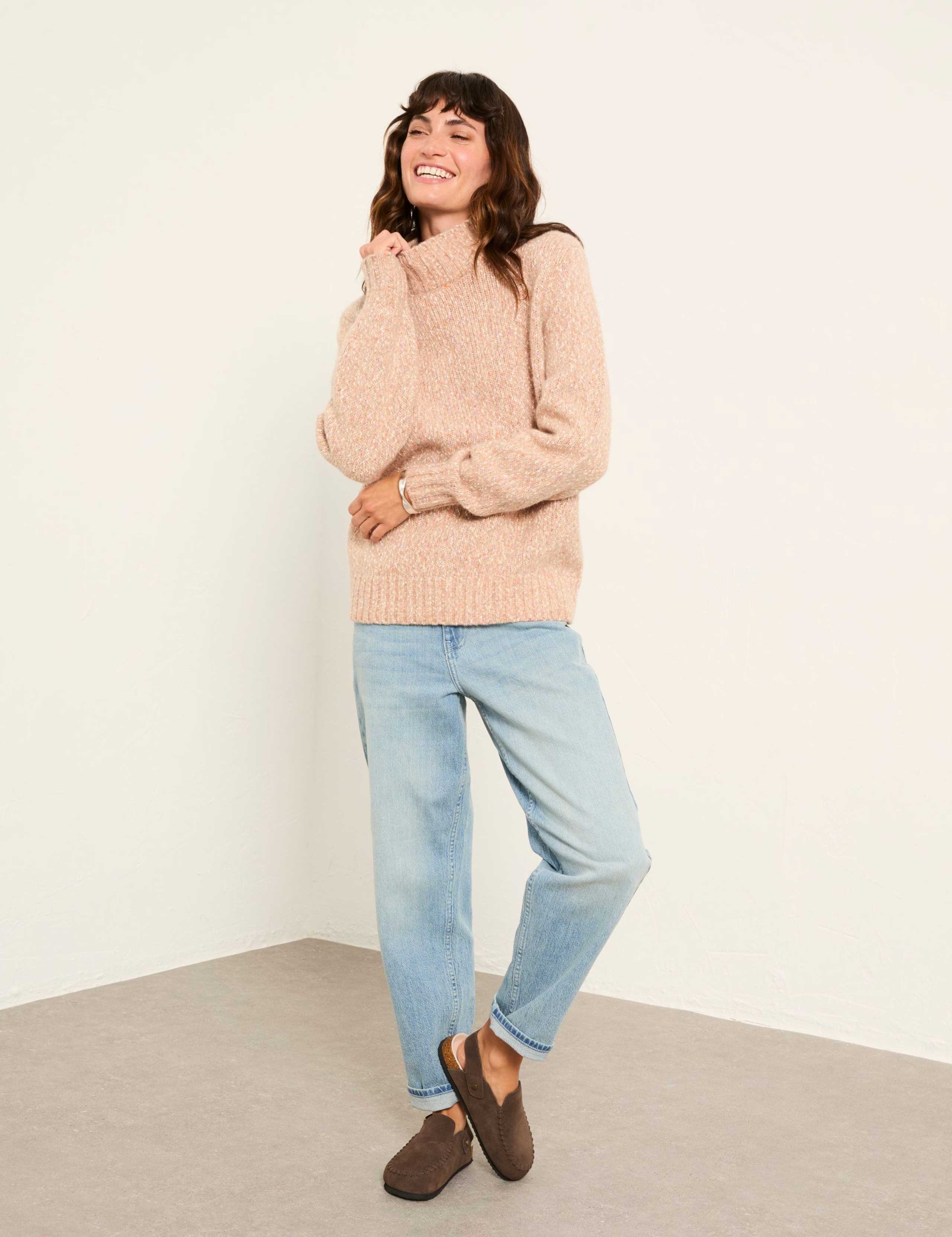 Wool Blend Funnel Neck Jumper