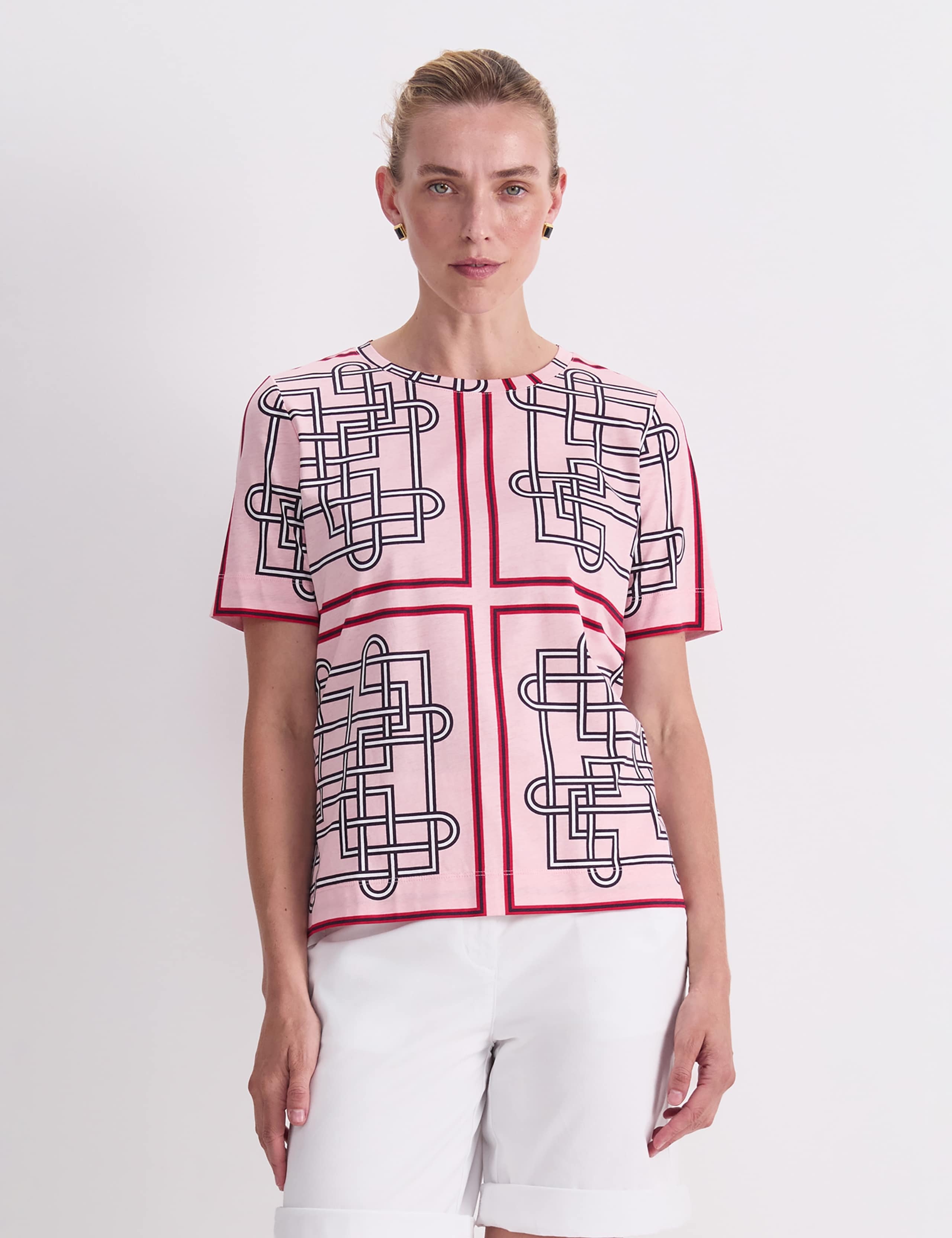 Pure Cotton Printed Crew Neck Blouse