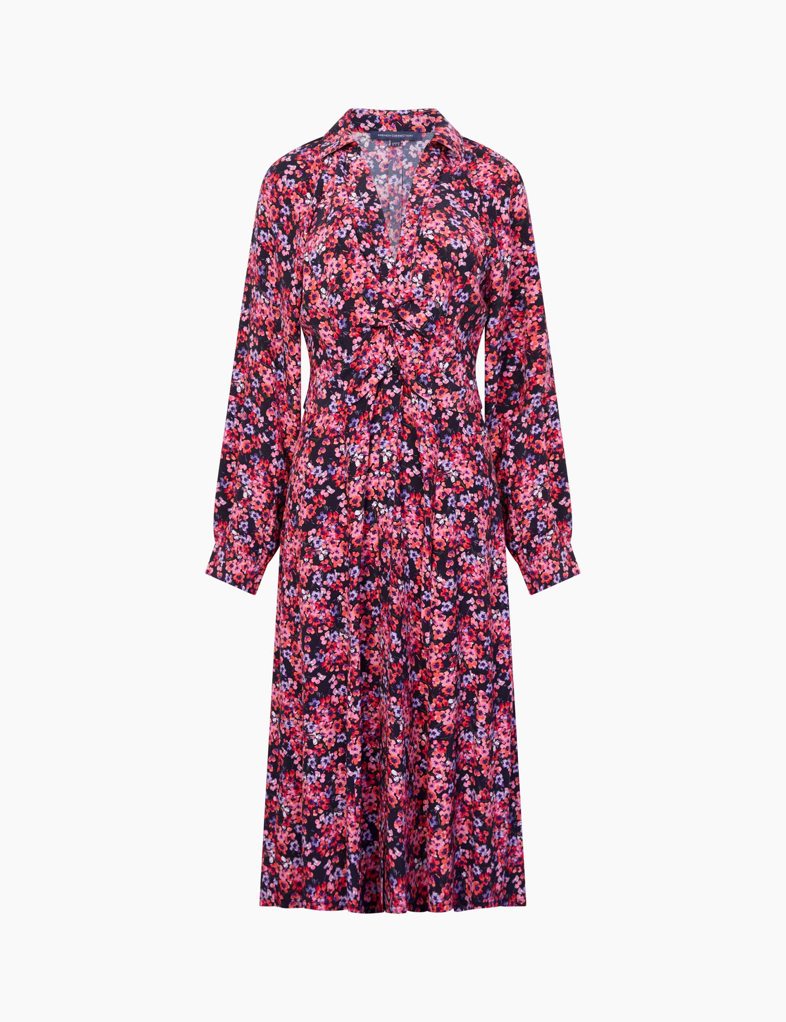 Floral V-Neck Midi Shirt Dress