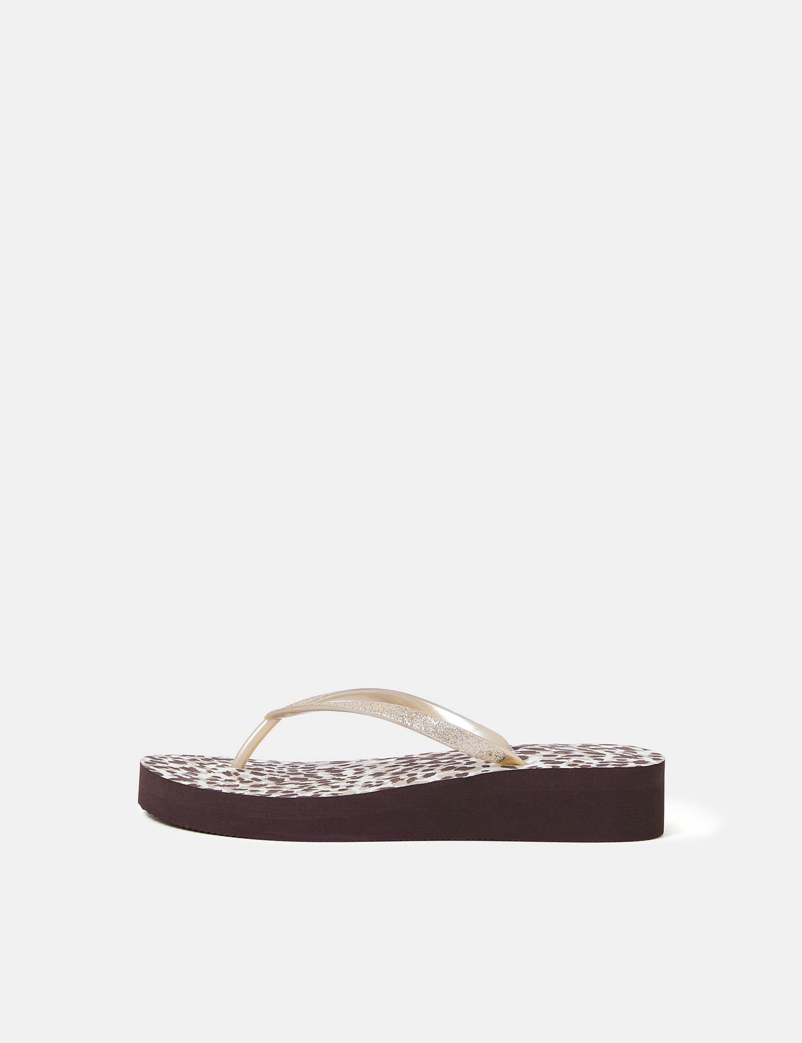 Leopard Print Wedge Flip Flops