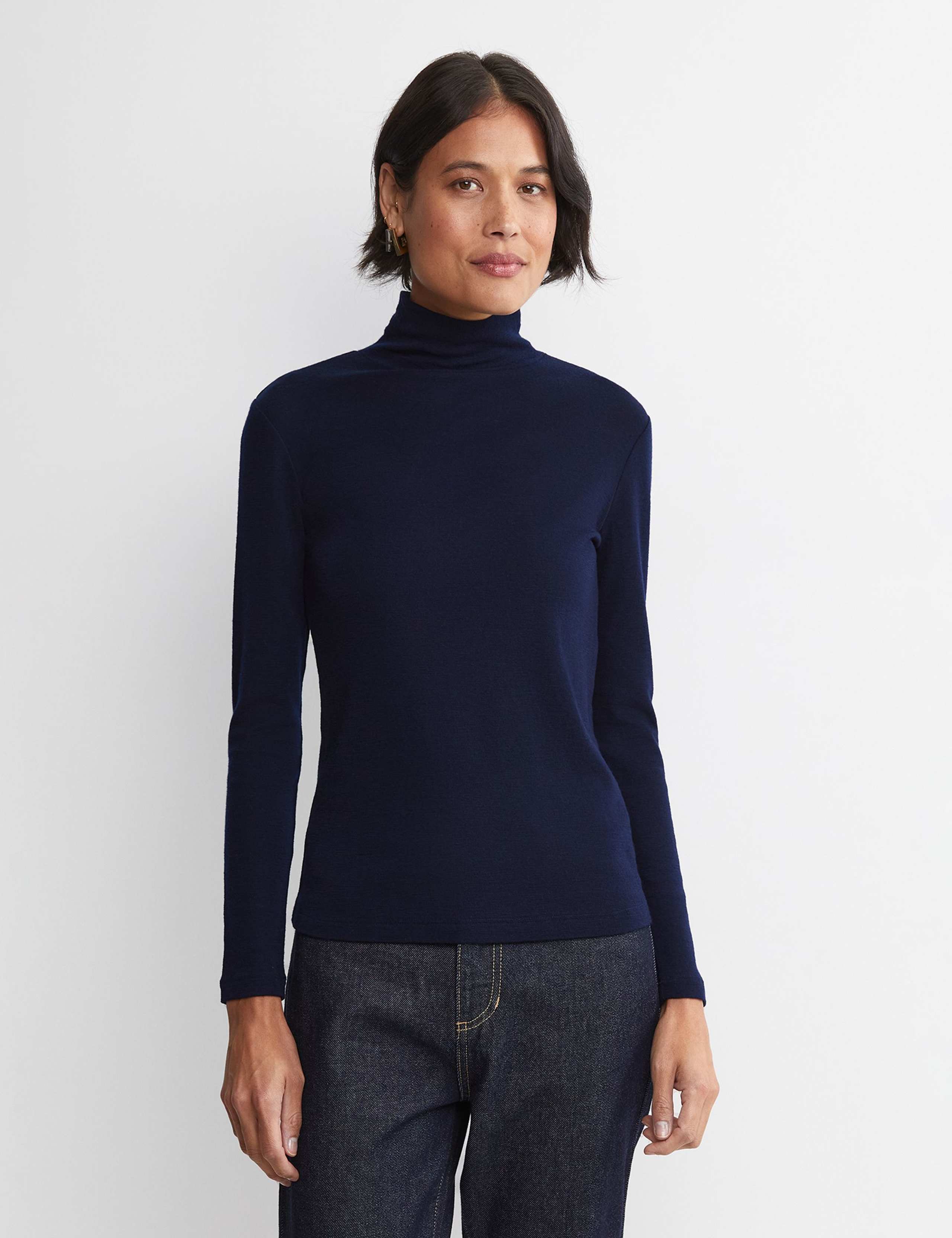 Pure Merino Wool Funnel Neck Top
