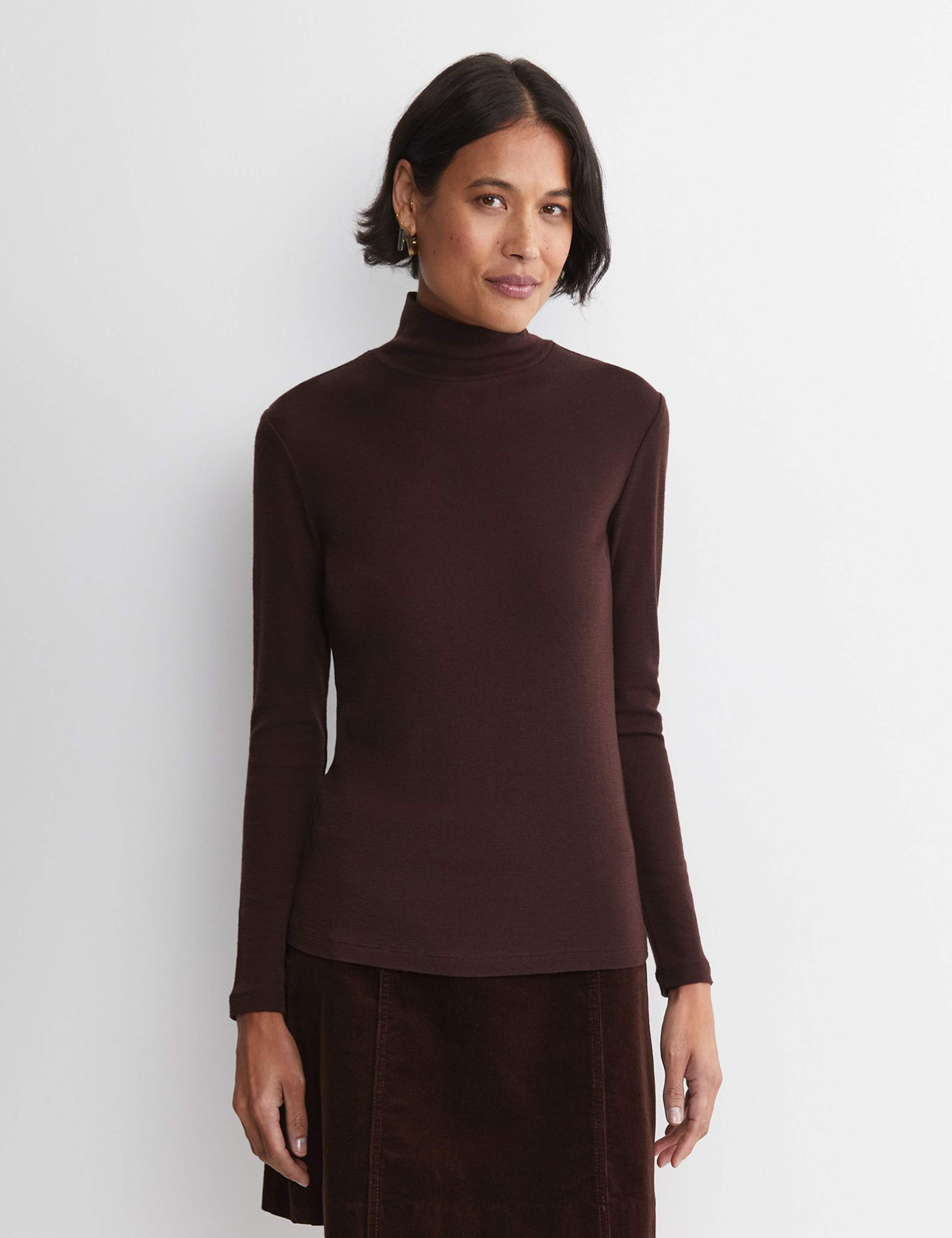 Pure Merino Wool Funnel Neck Top