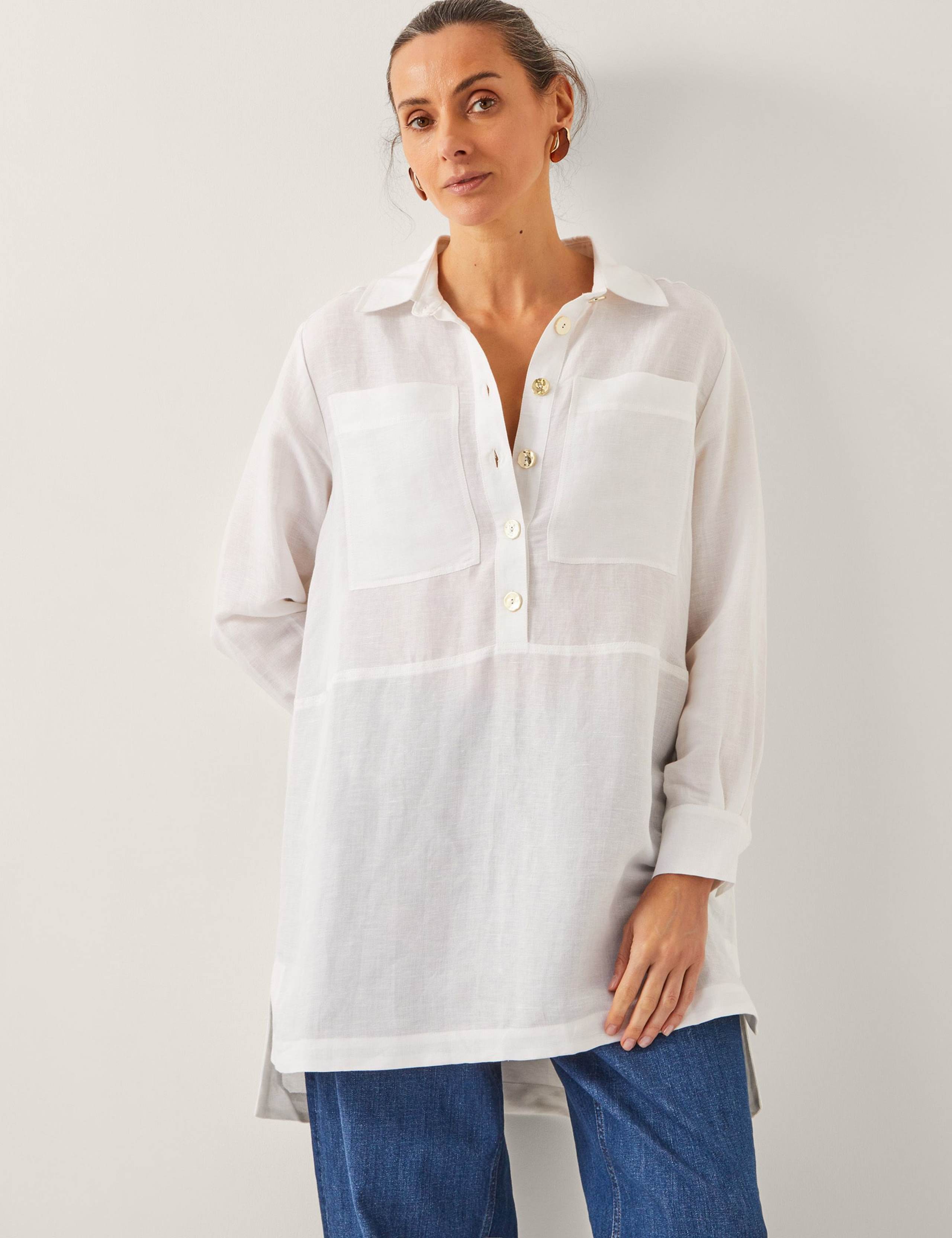 Linen Blend Longline Tunic