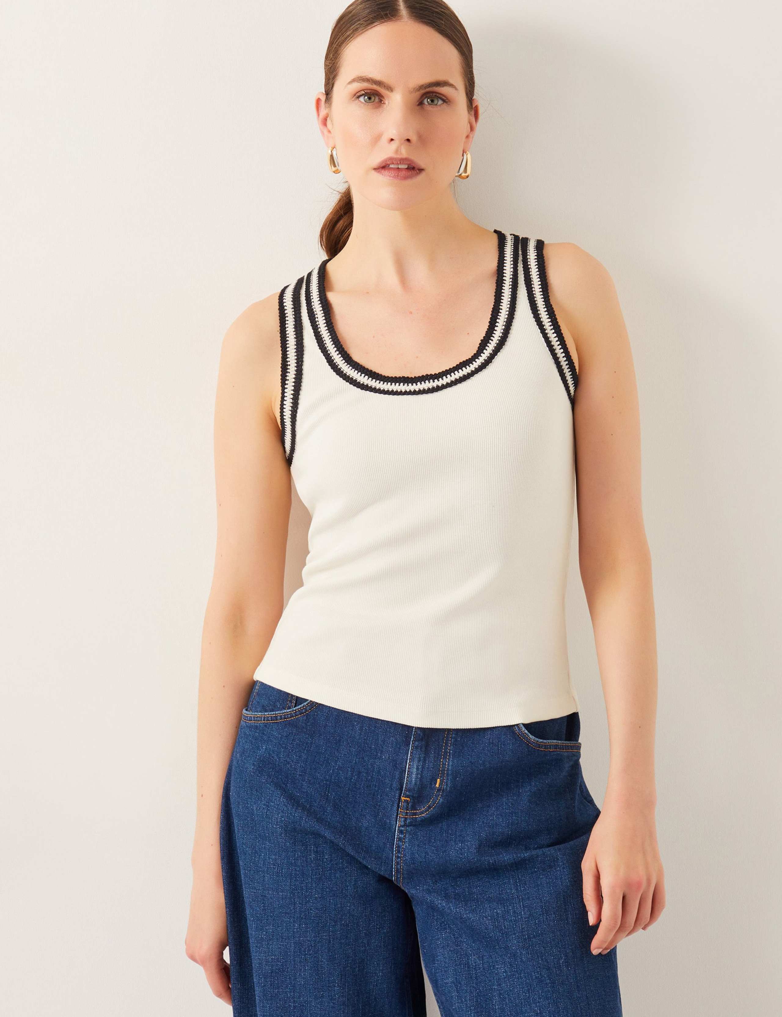 Cotton Rich Textured Scoop Neck Vest