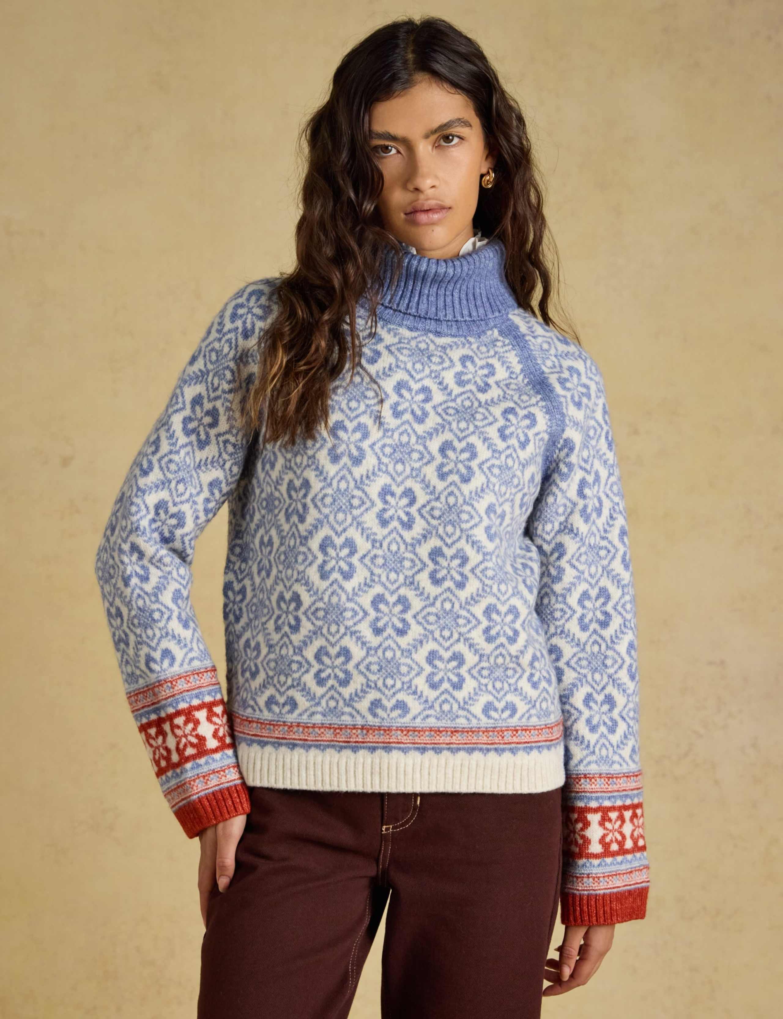 Patterned Roll Neck Jumper