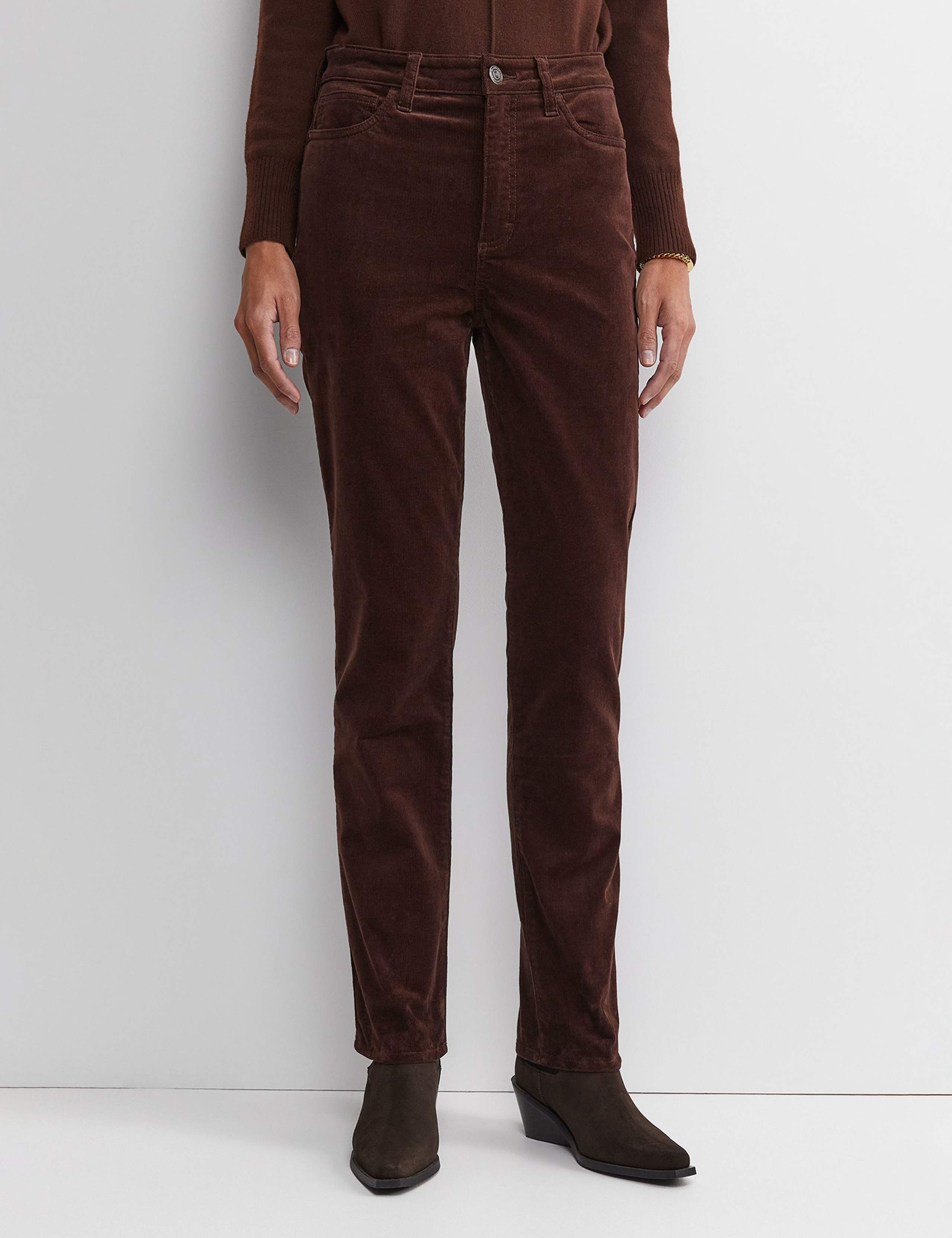 Cord High Waisted Straight Leg Jeans