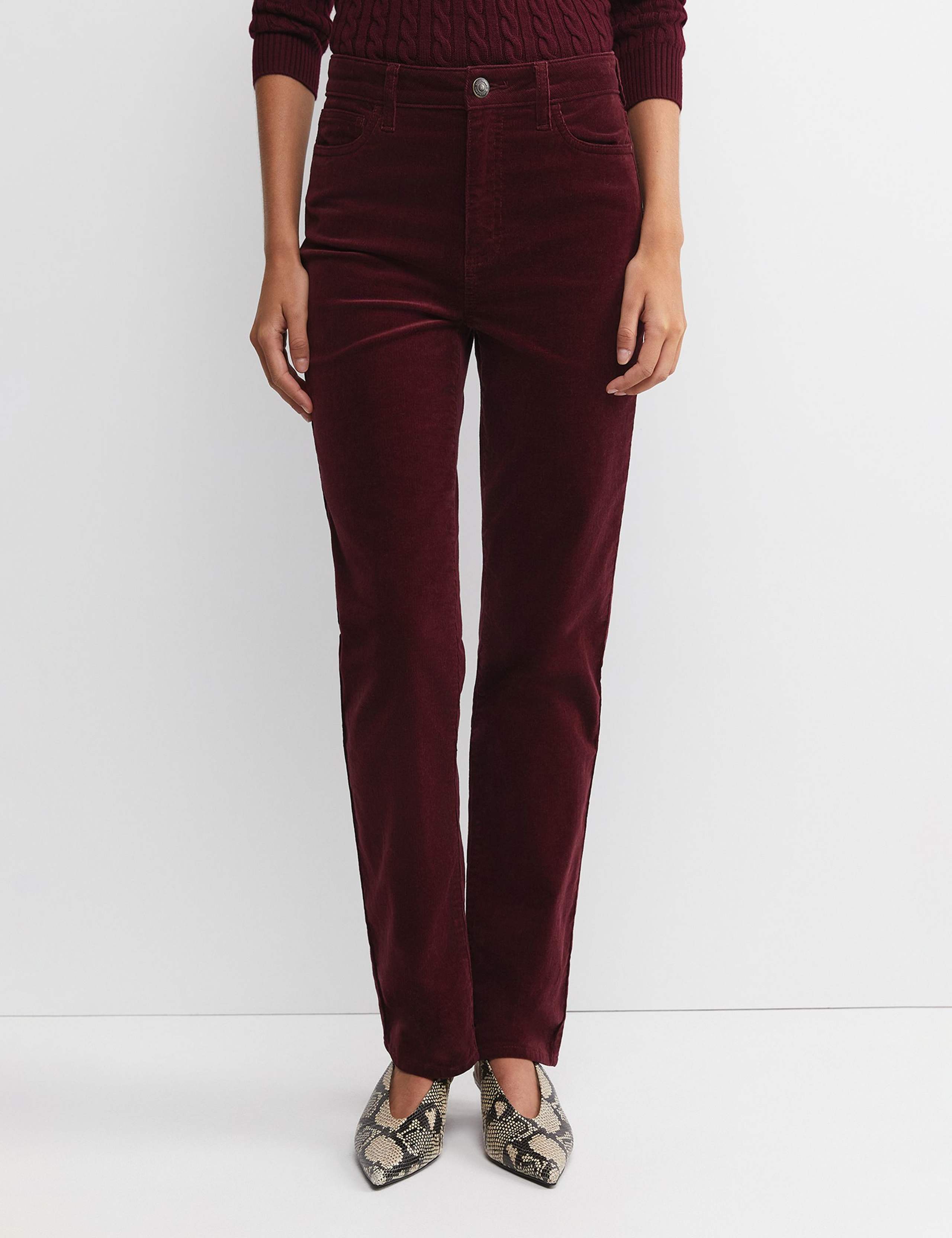 Cord High Waisted Straight Leg Jeans