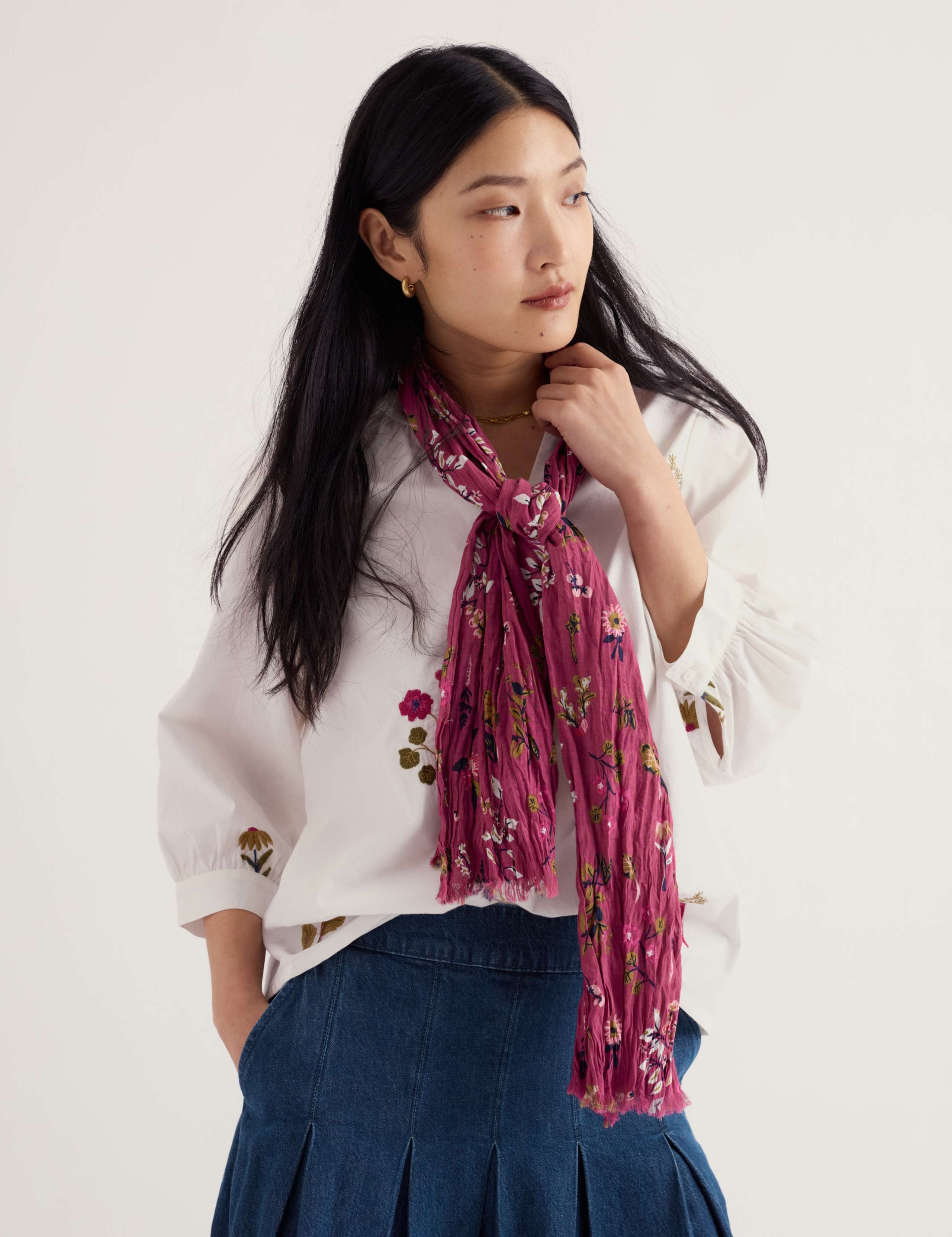 Pure Cotton Floral Scarf