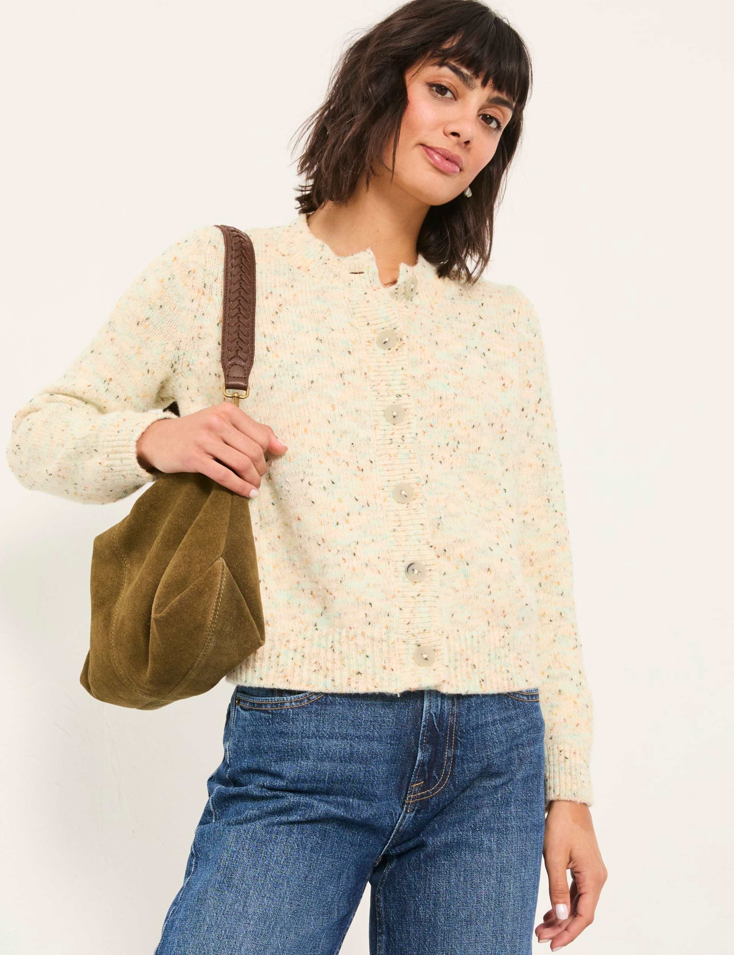 Textured Crew Neck Cardigan