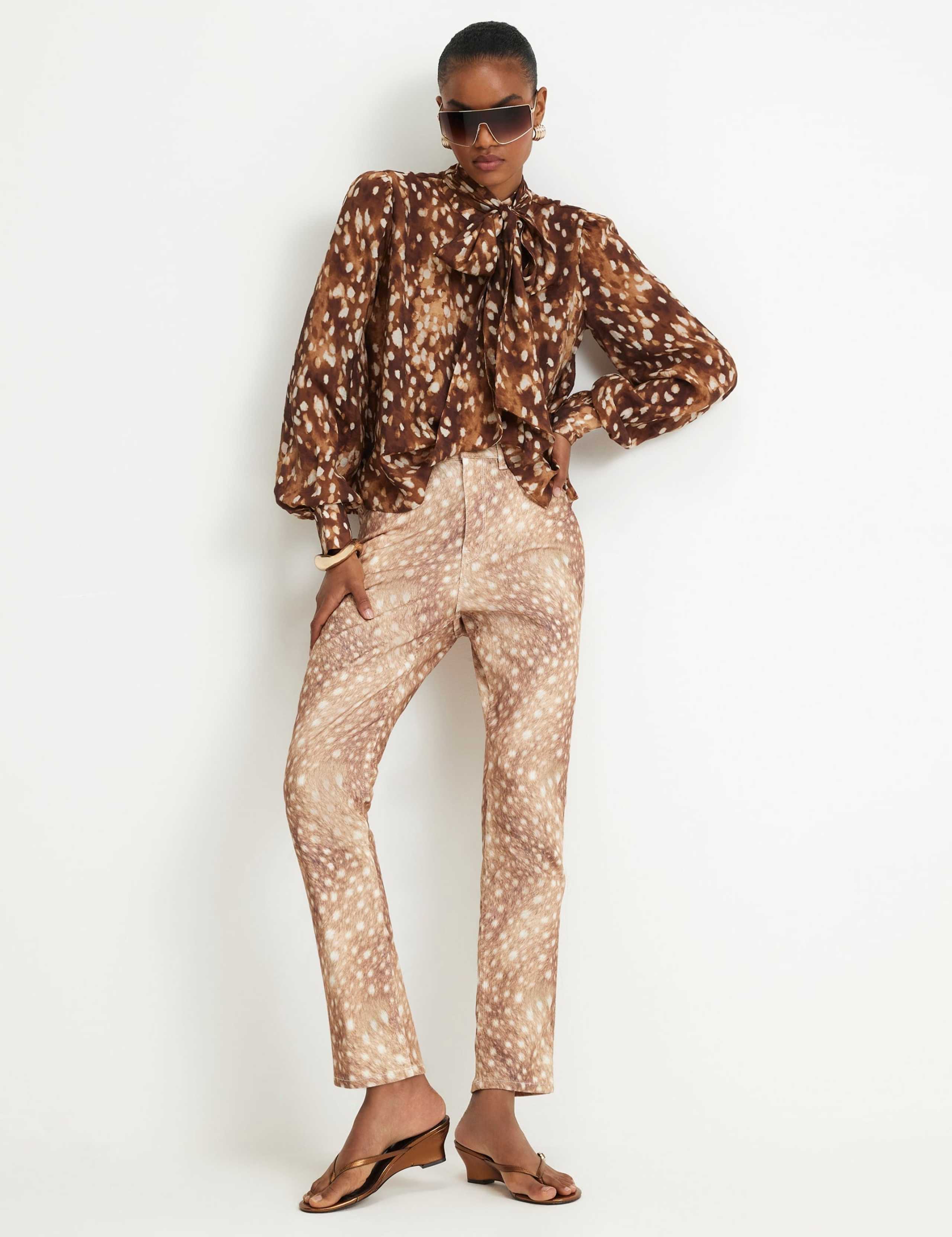 Mid Rise Printed Cigarette Jeans