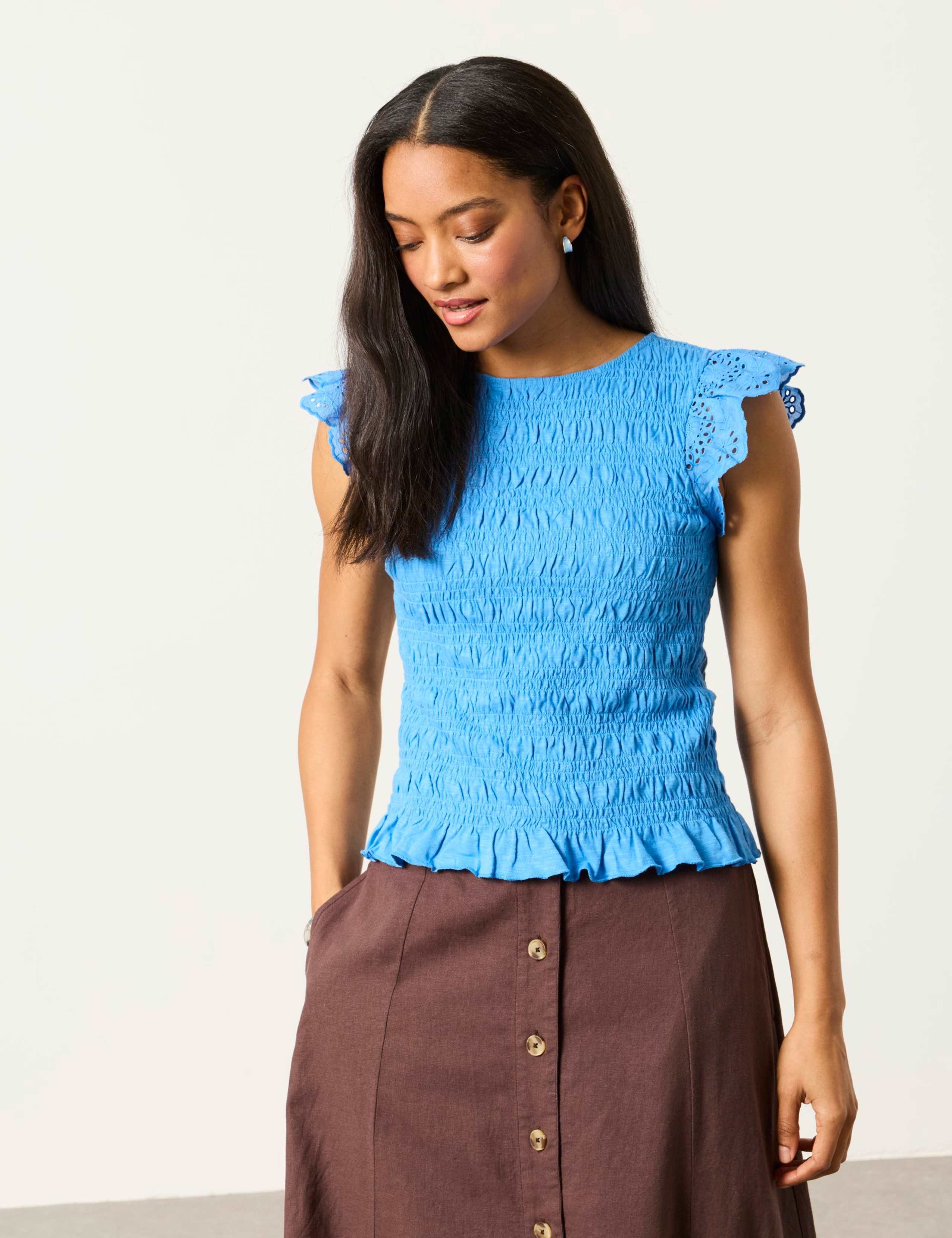 Pure Cotton Shirred T-Shirt