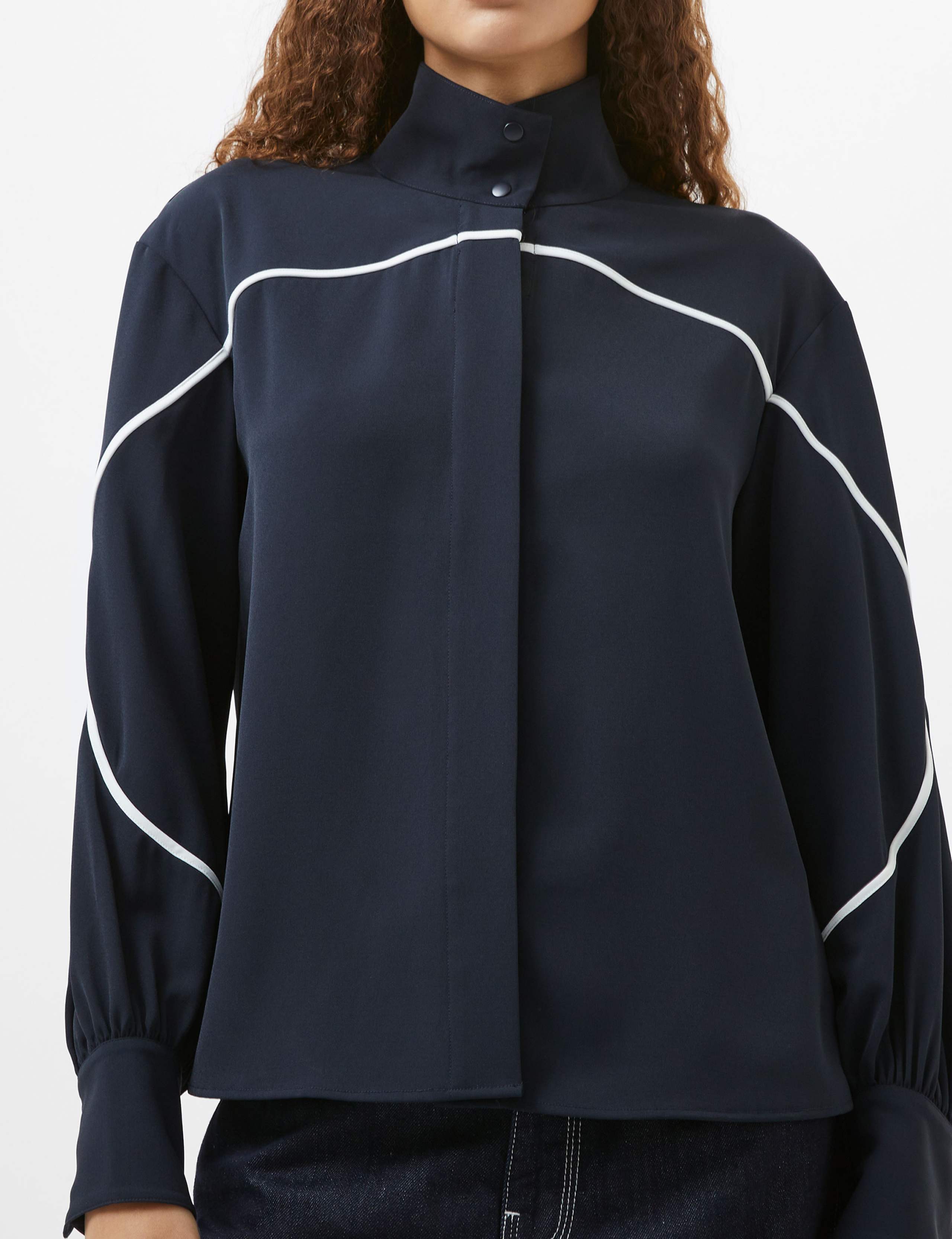 Contrast High Neck Shirt