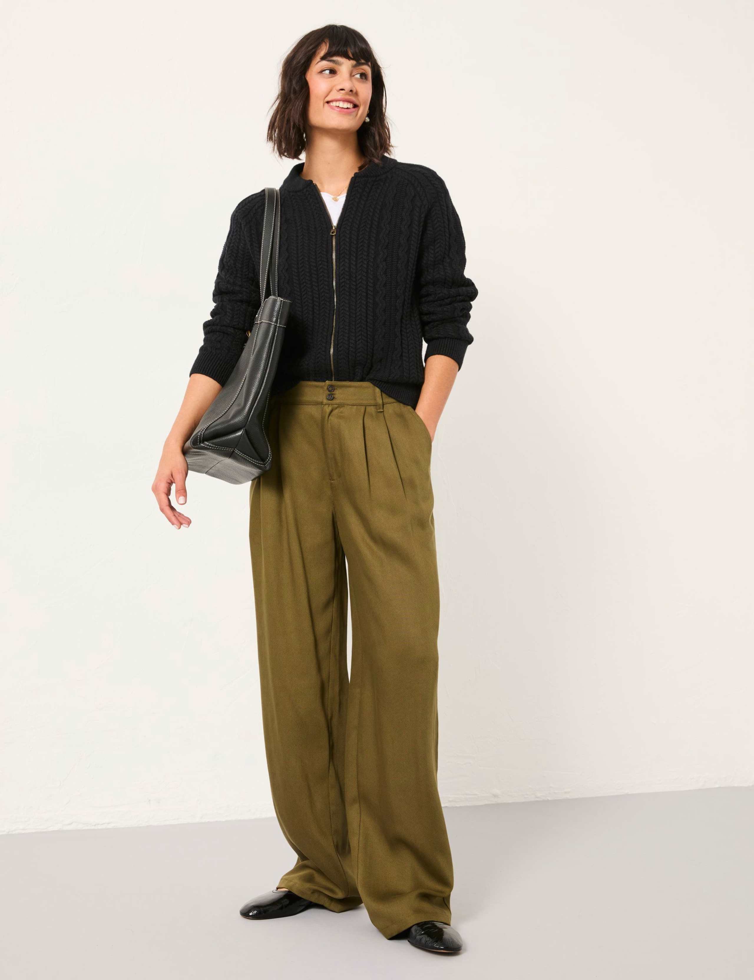 Pleated Wide Leg Trousers