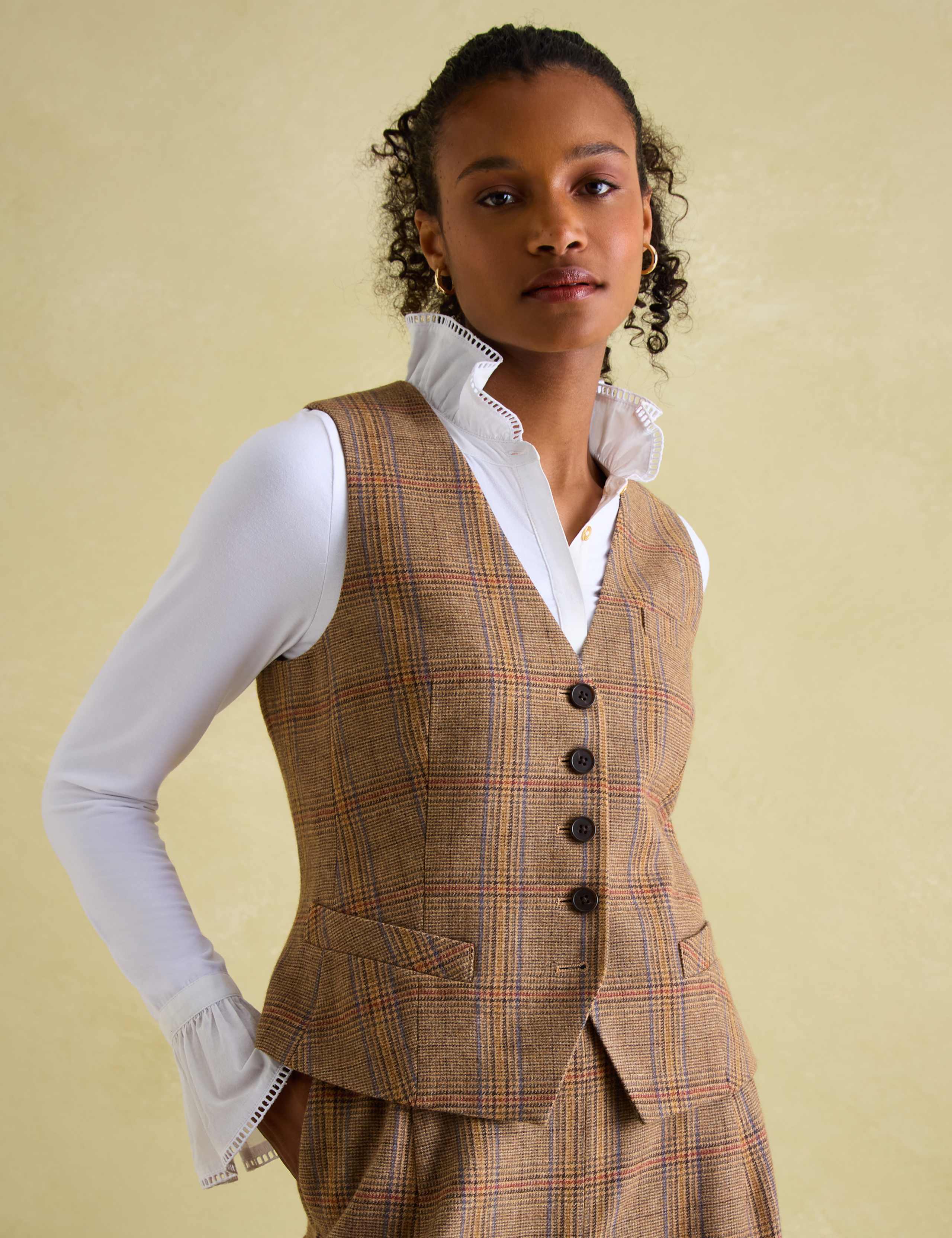 Wool Rich Tweed Single Breasted Waistcoat