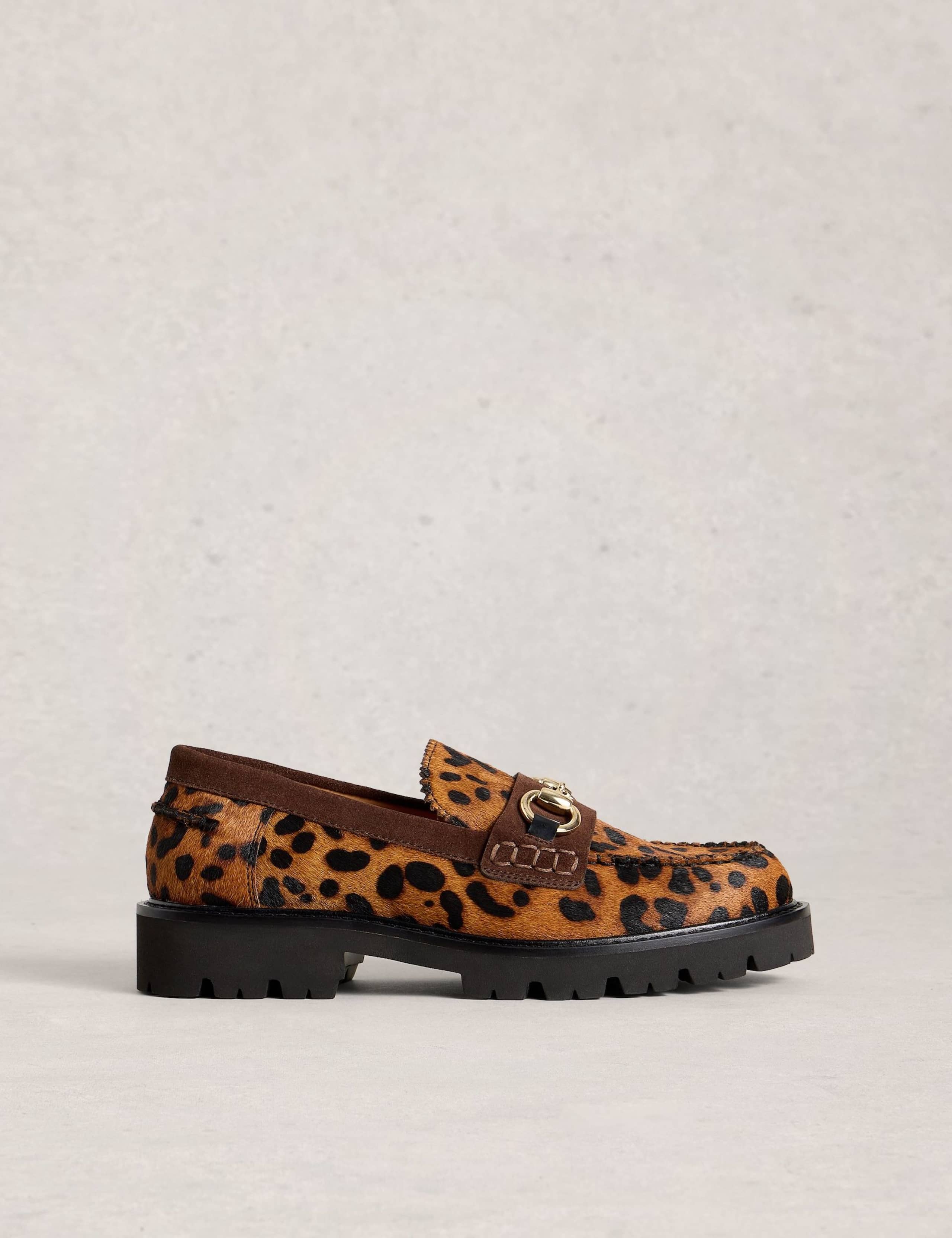 Leather Leopard Print Chunky Loafers