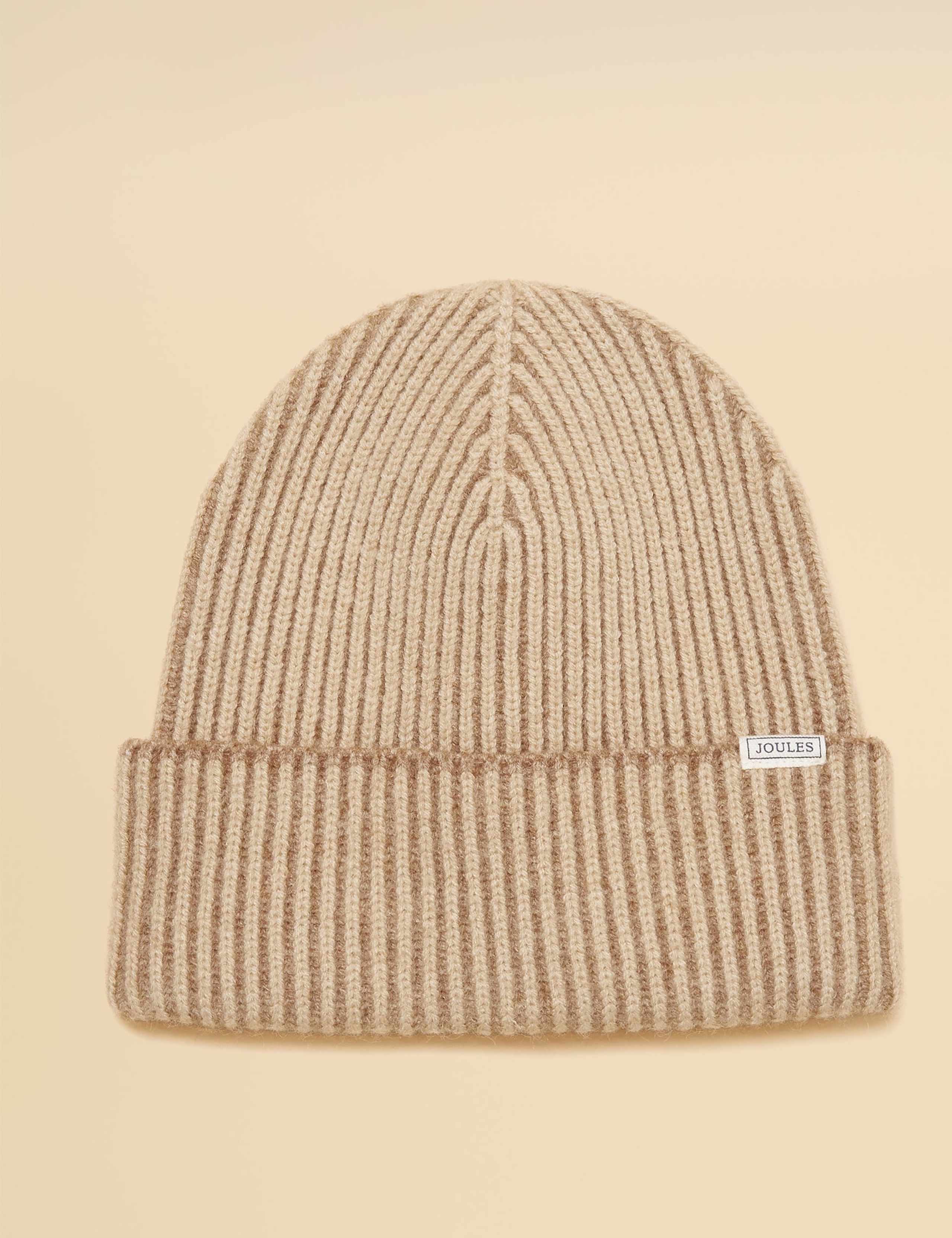 Ribbed Beanie Hat with Wool