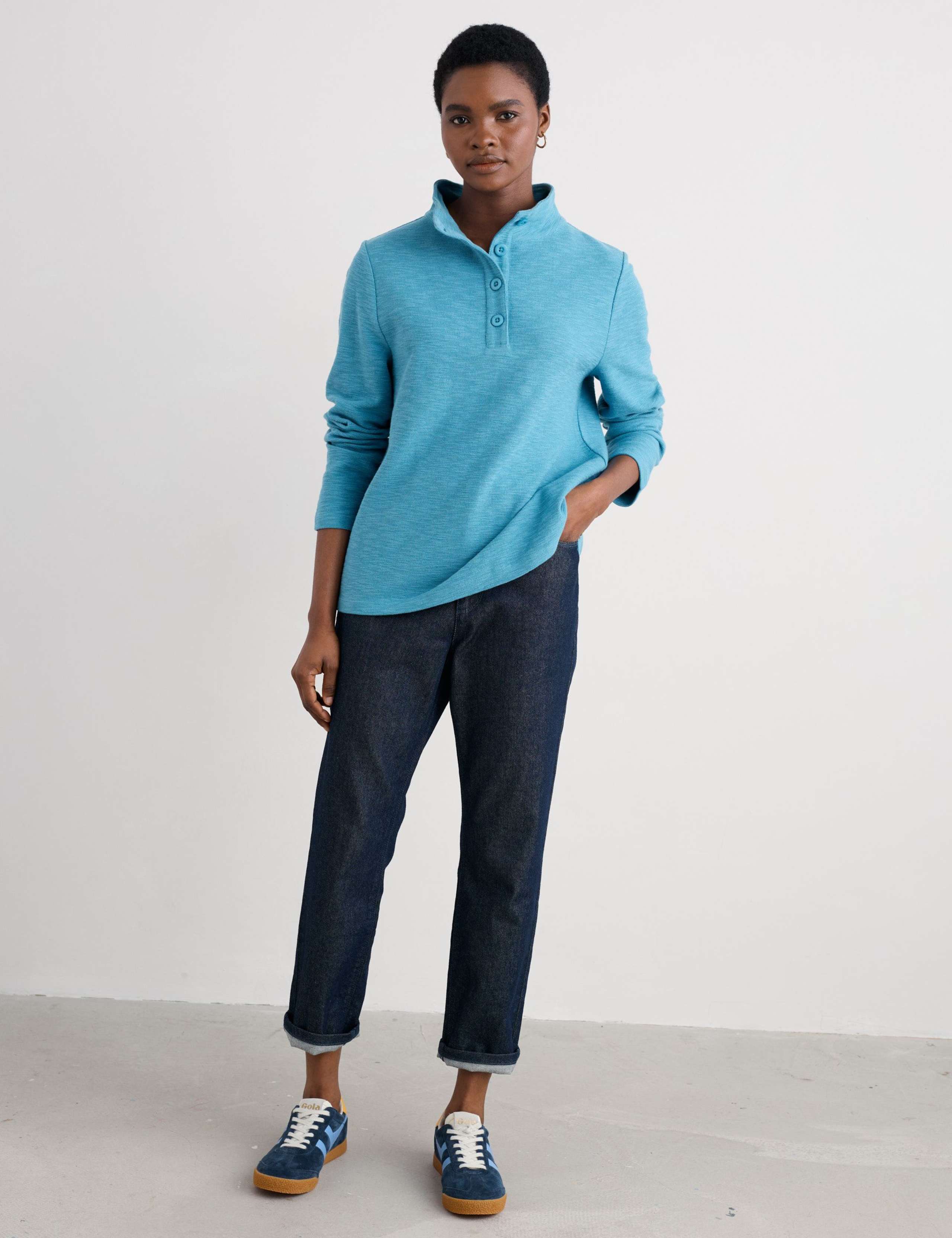 Pure Cotton Collared Sweat-shirt