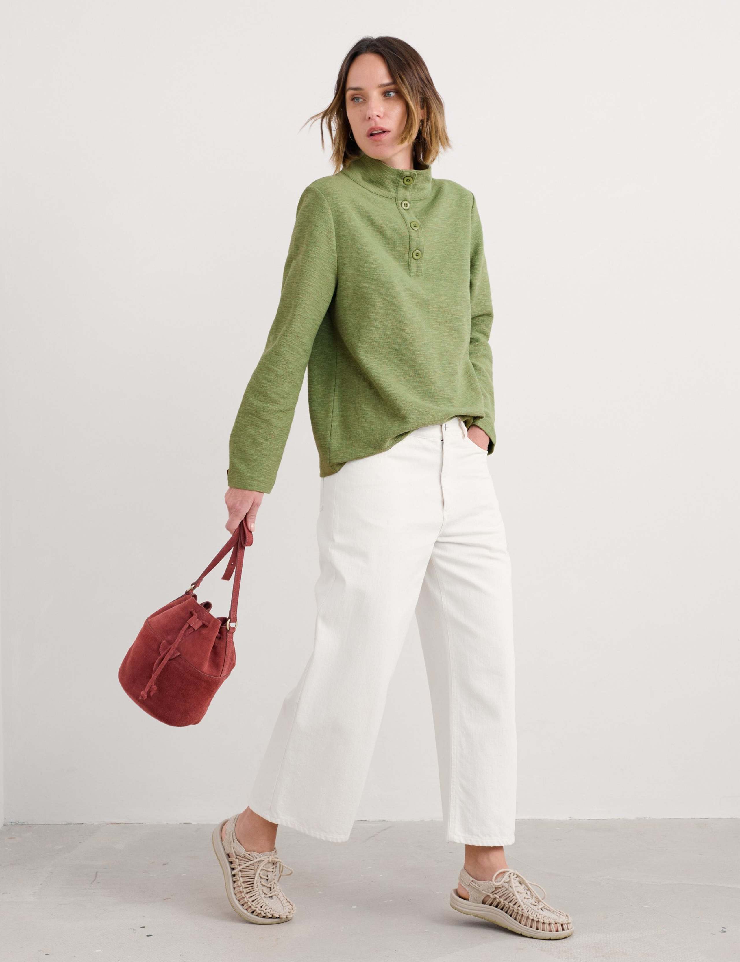 Pure Cotton Collared Sweat-shirt