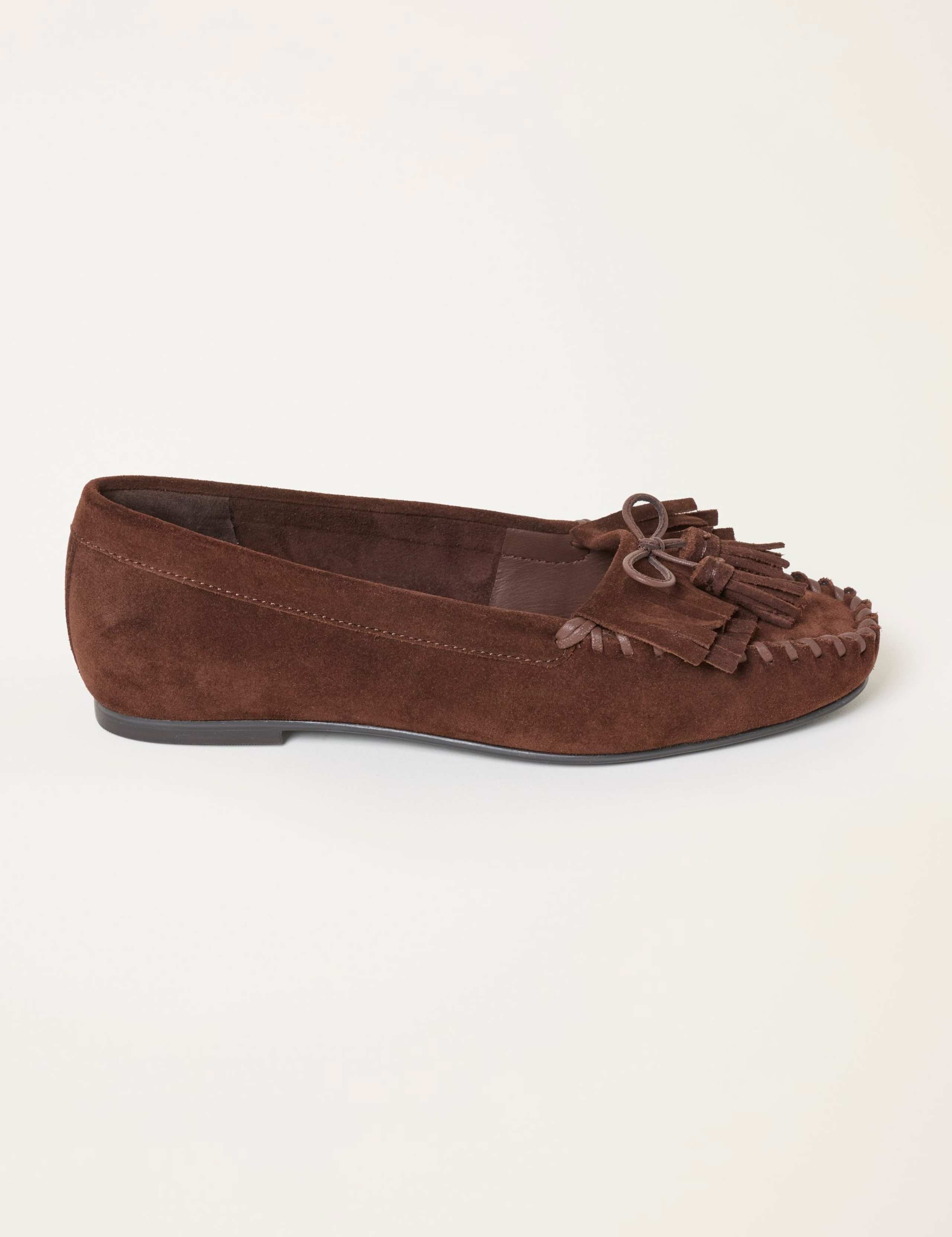 Suede Tassel Flat Loafers
