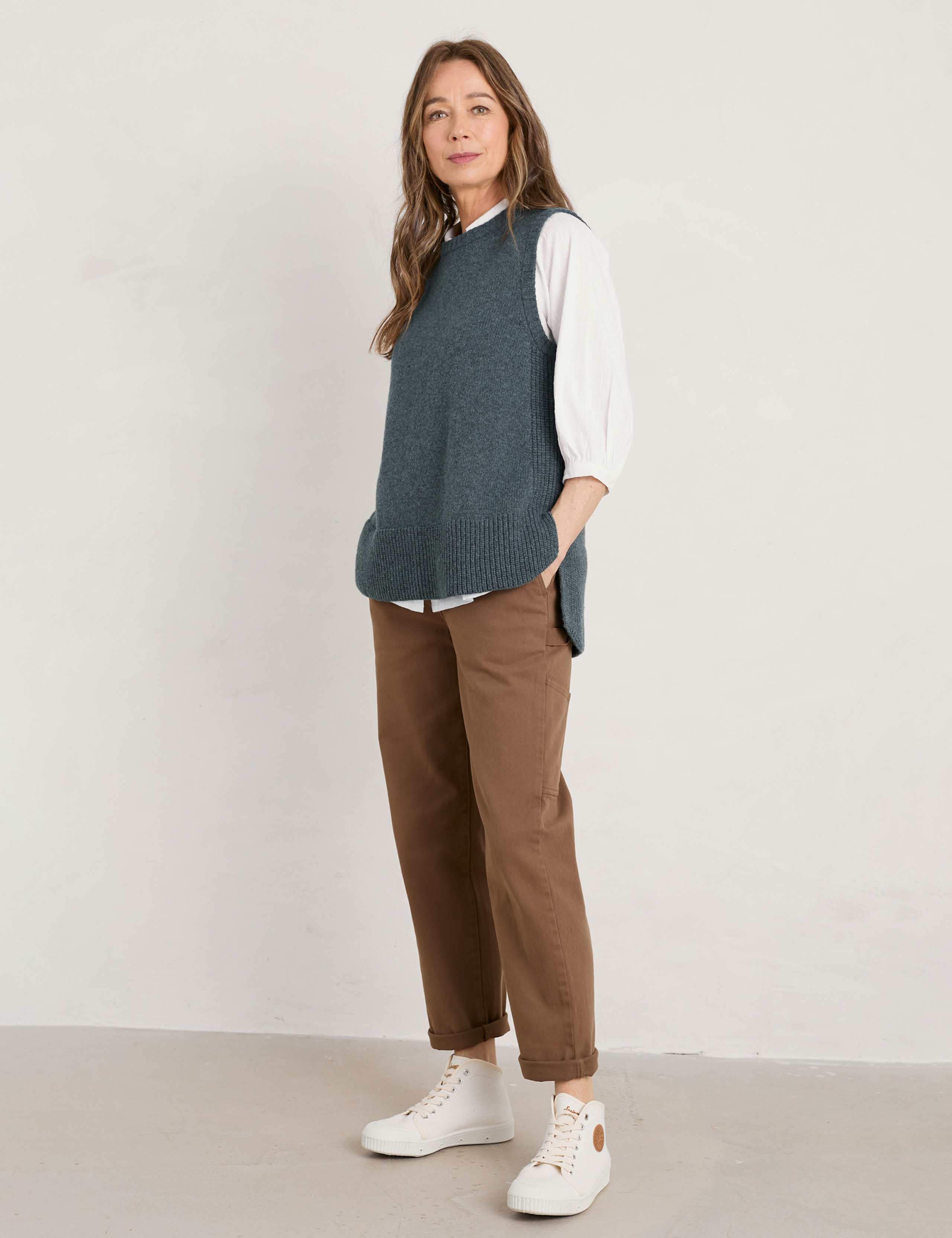 Merino Wool Rich Crew Neck Knitted Top