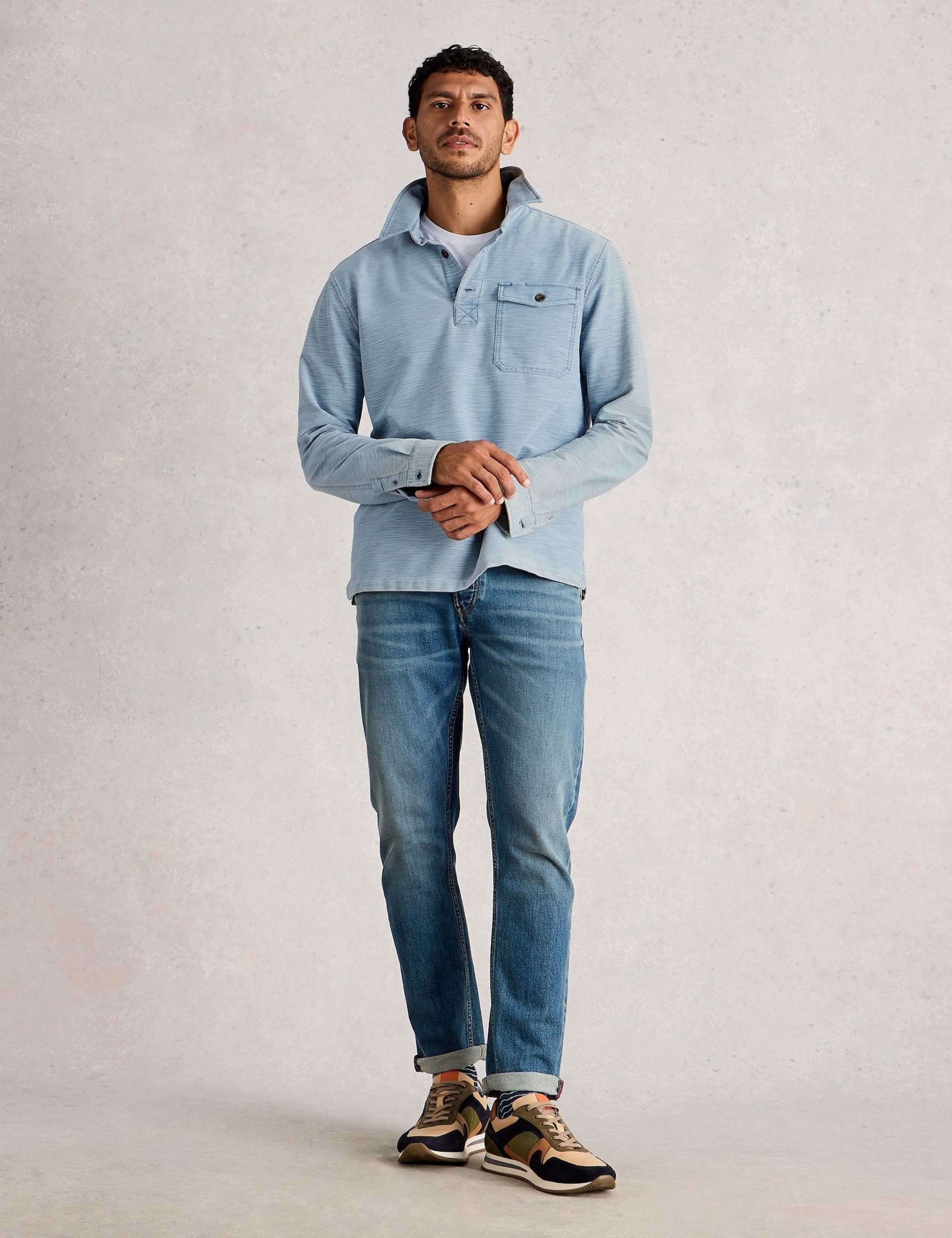 Pure Cotton Long Sleeve Polo Shirt