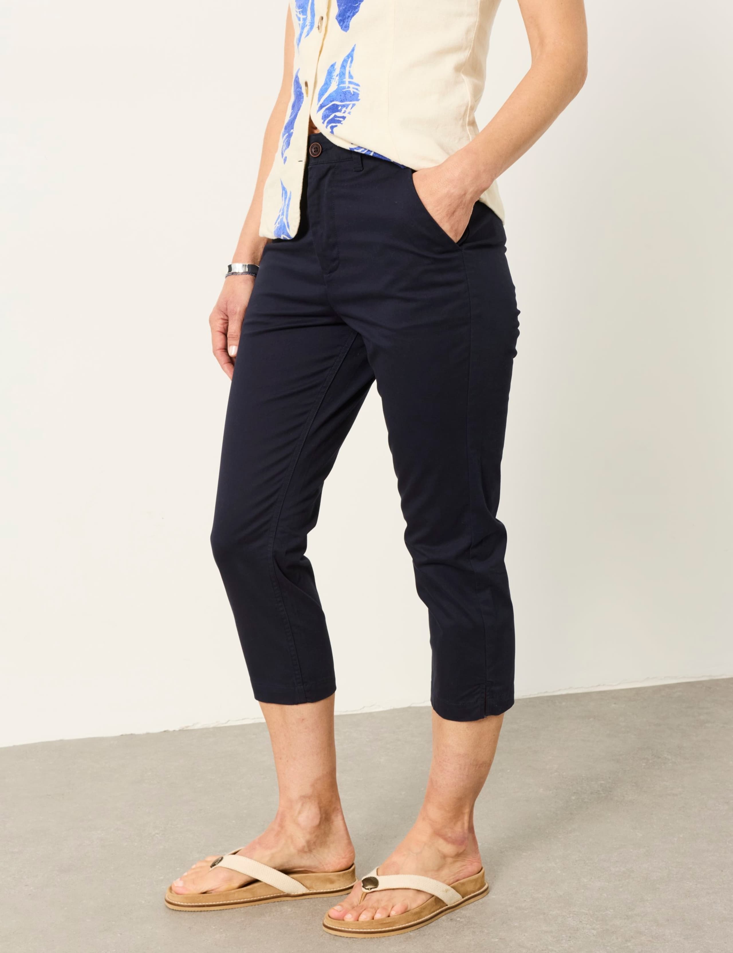 Cotton Rich Slim Fit Cropped Trousers