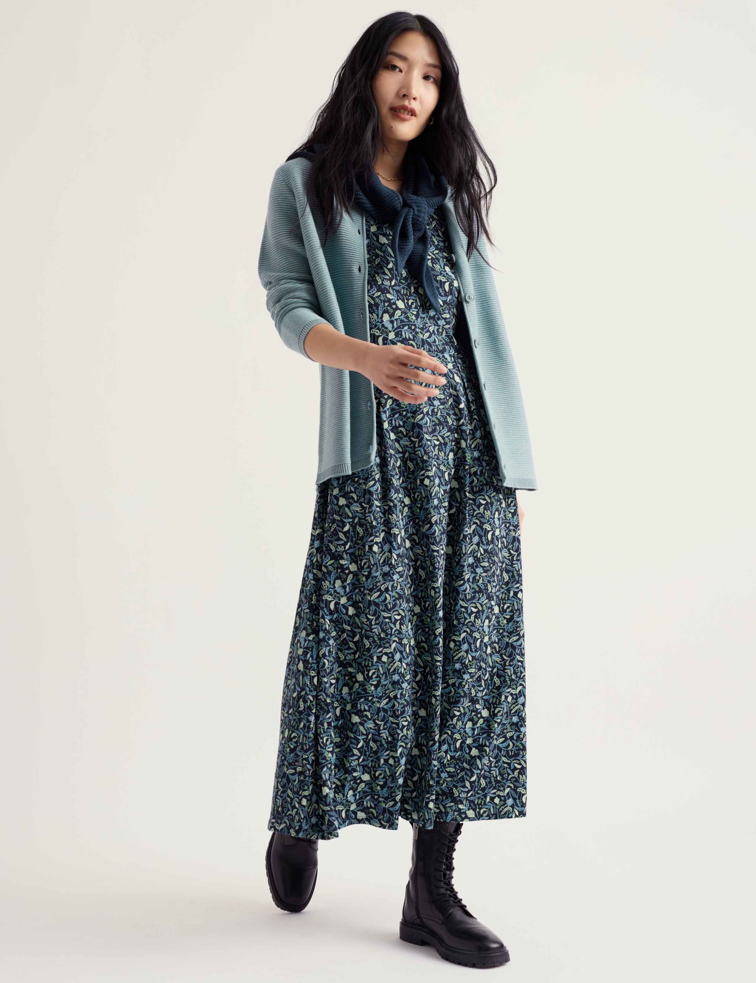 Pure Cotton Textured Crew Neck Cardigan