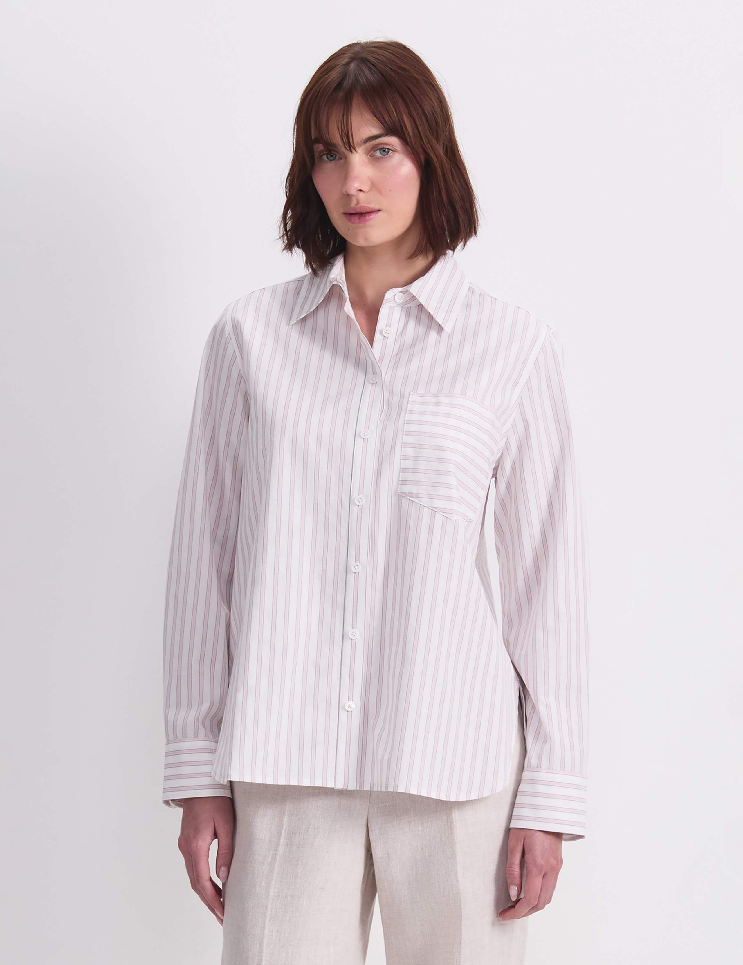 Pure Cotton Striped Collared Shirt