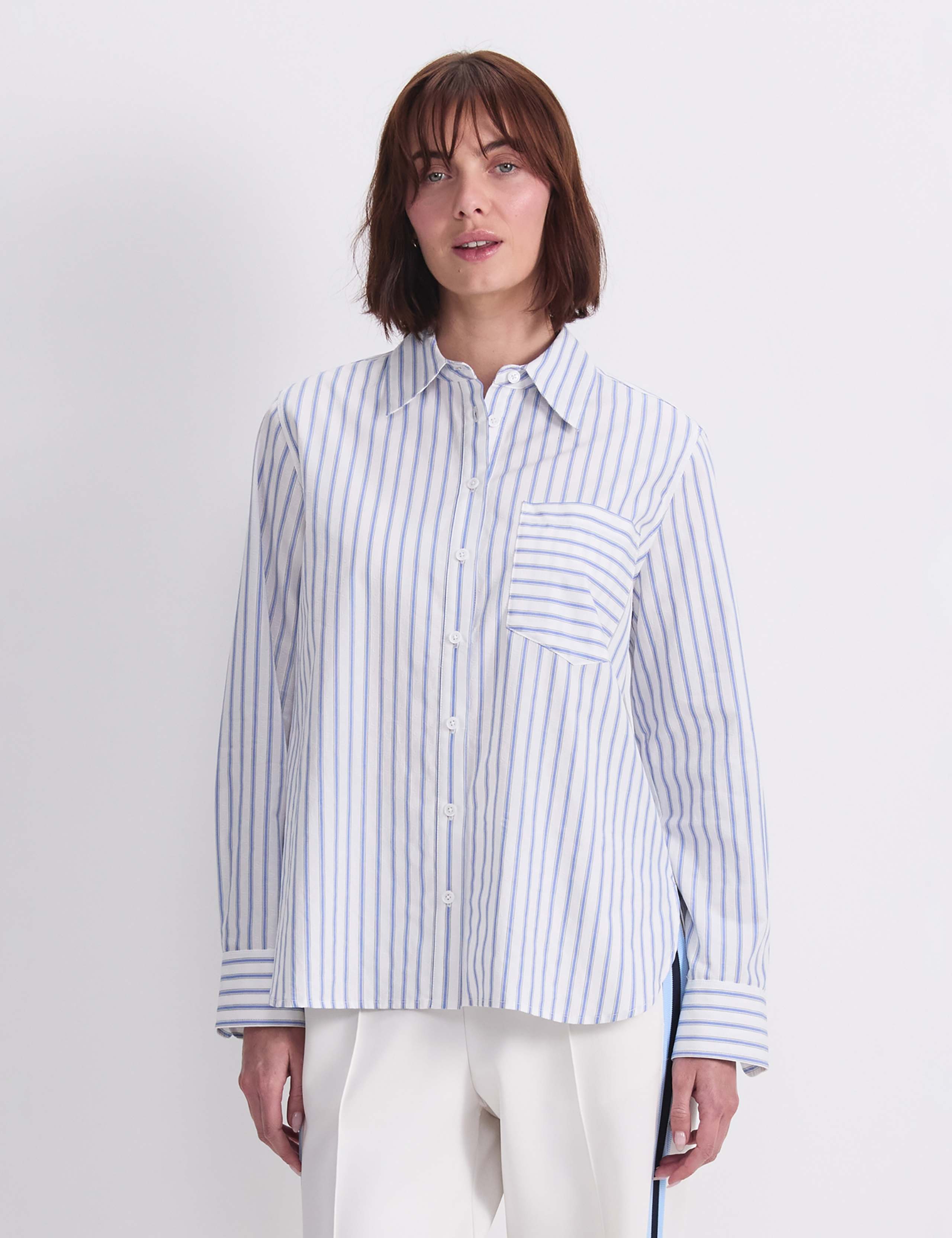 Pure Cotton Striped Collared Shirt