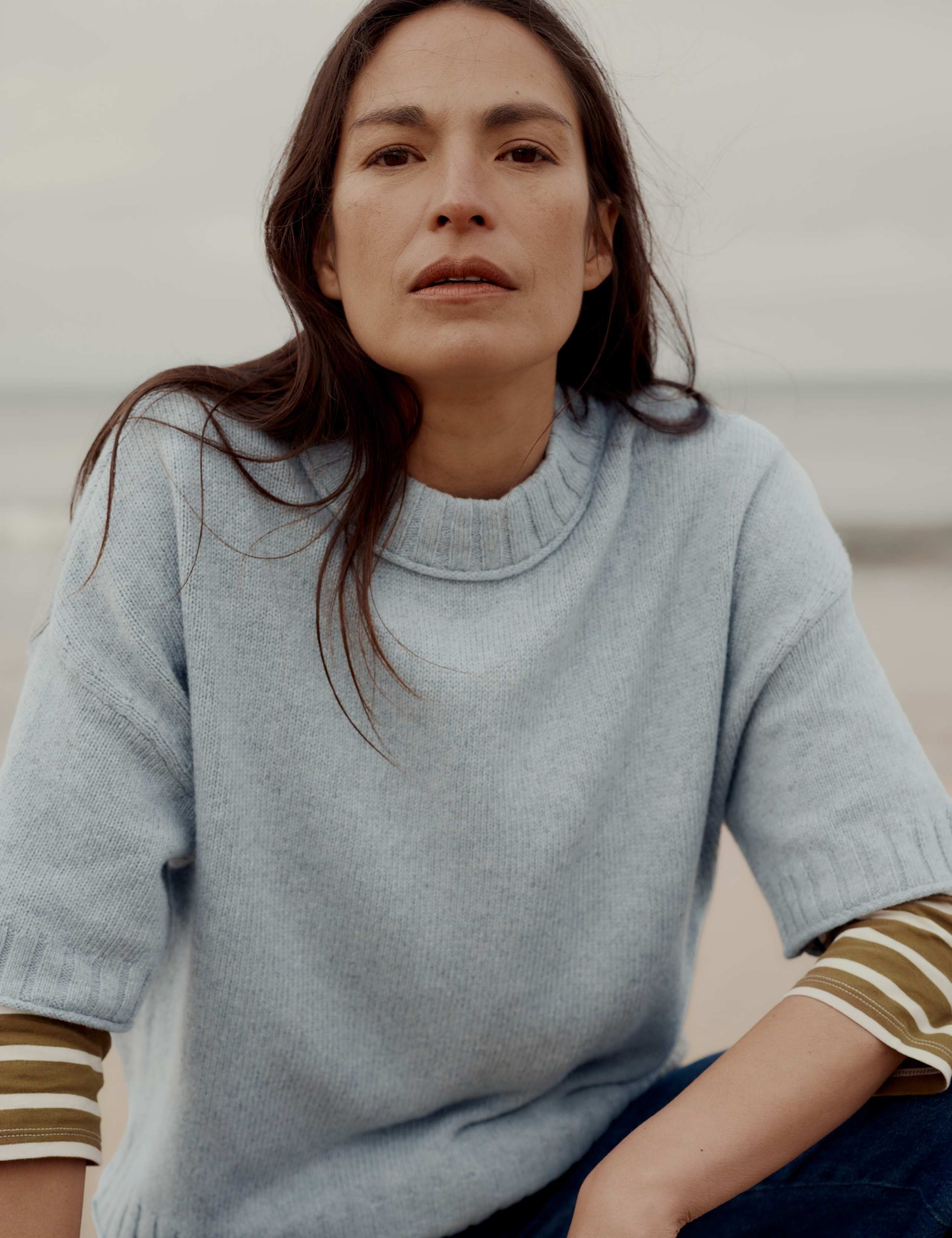 Cotton Blend Relaxed Jumper with Merino Wool