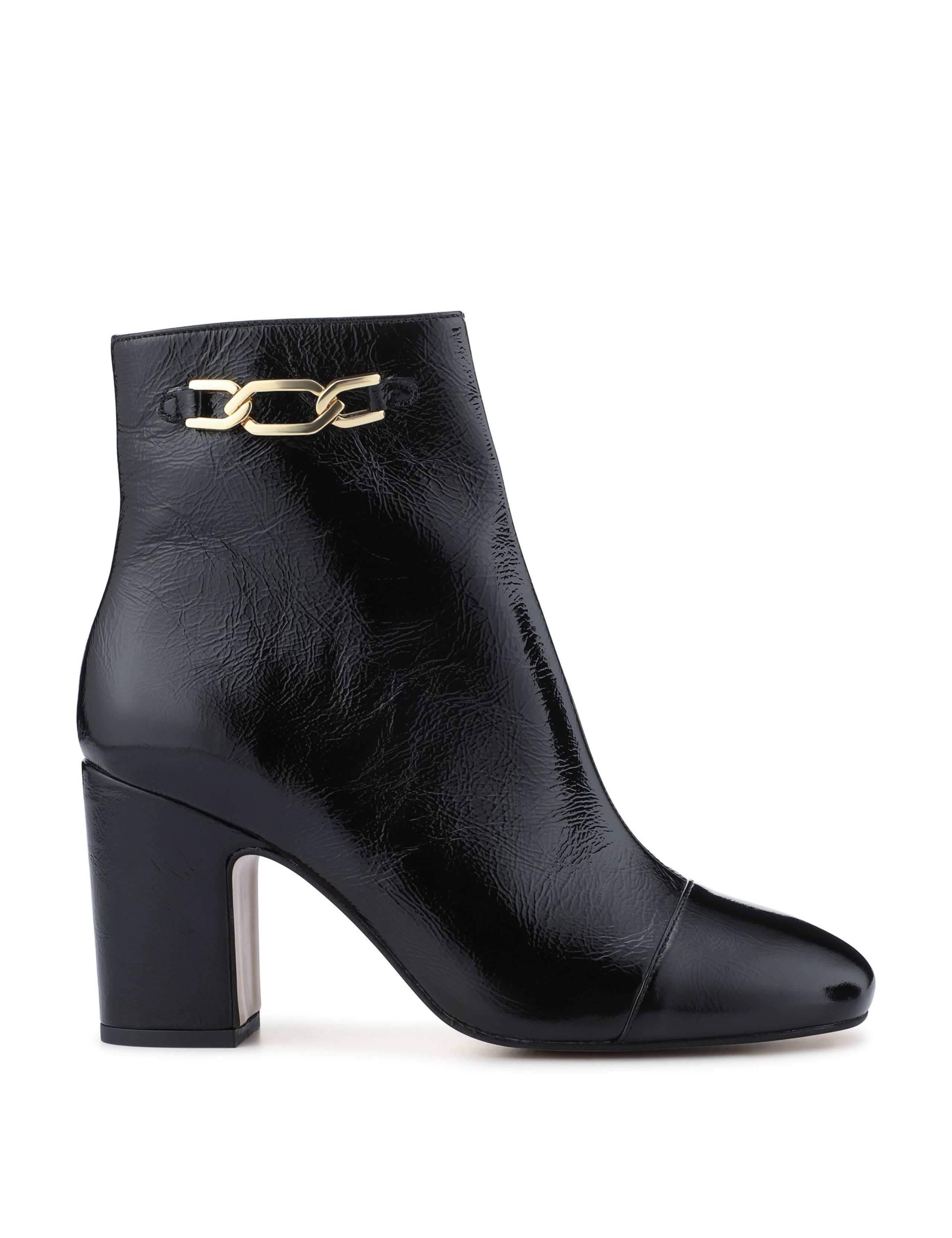 Leather Block Heel Ankle Boots