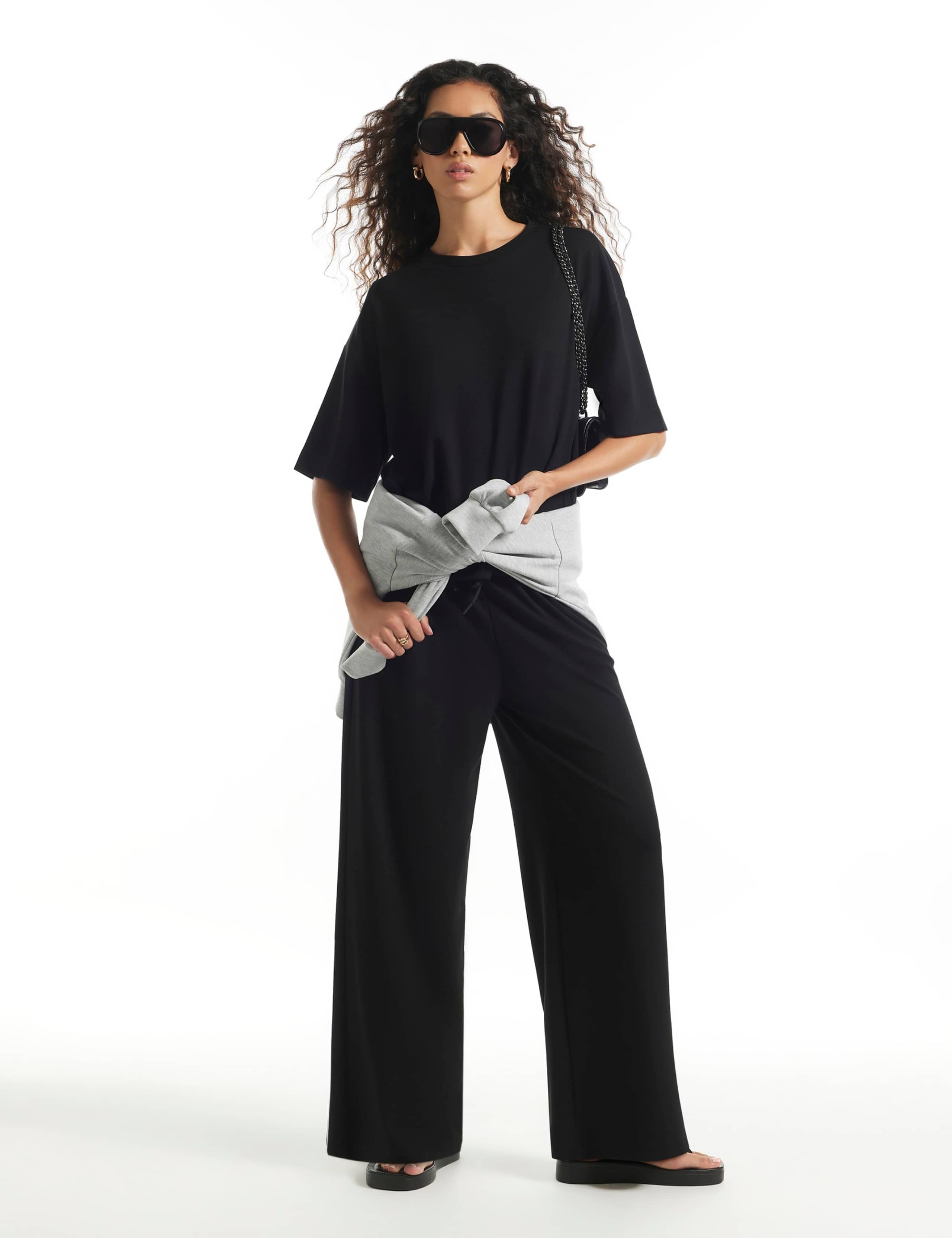Drawstring Wide Leg Joggers