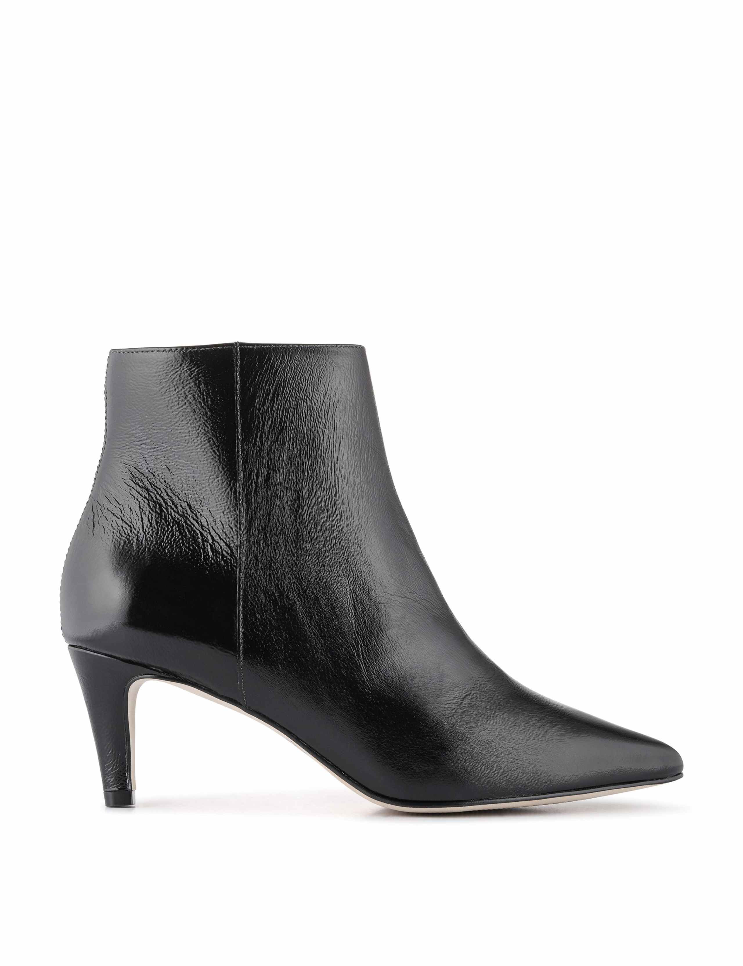 Leather Kitten Heel Ankle Boots