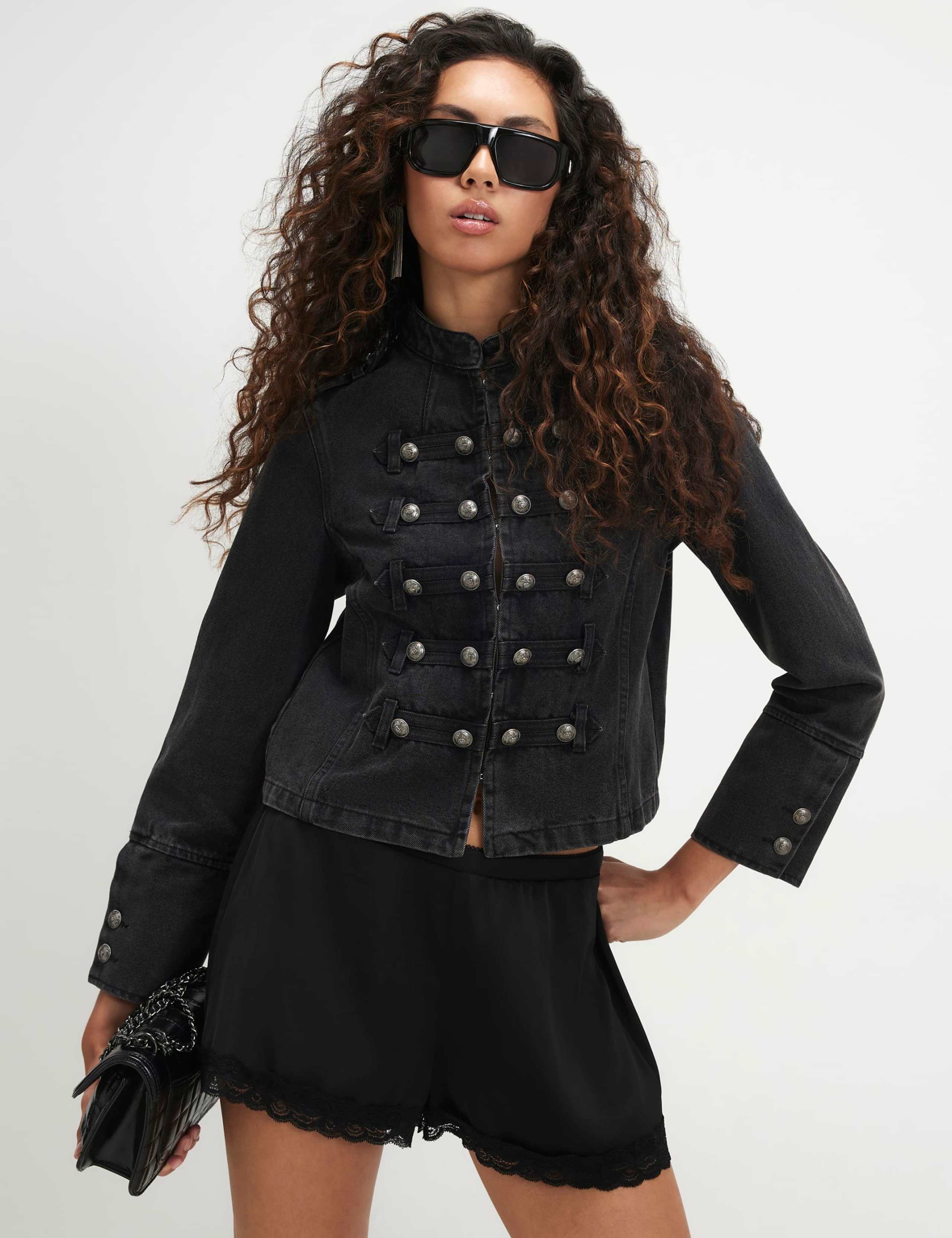 Denim High Neck Jacket